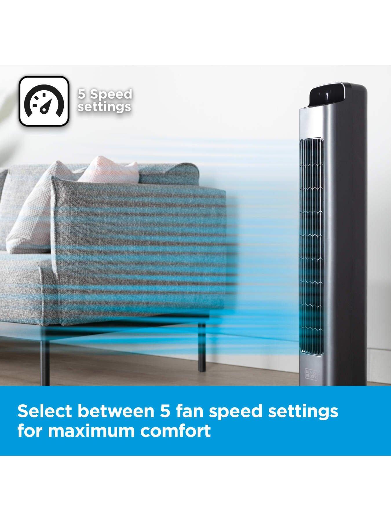 Image 5 of 8 of Black & Decker 36' Smart Digital Tower Fan, 5 Speed Settings, 3 Modes, 45W, Black
