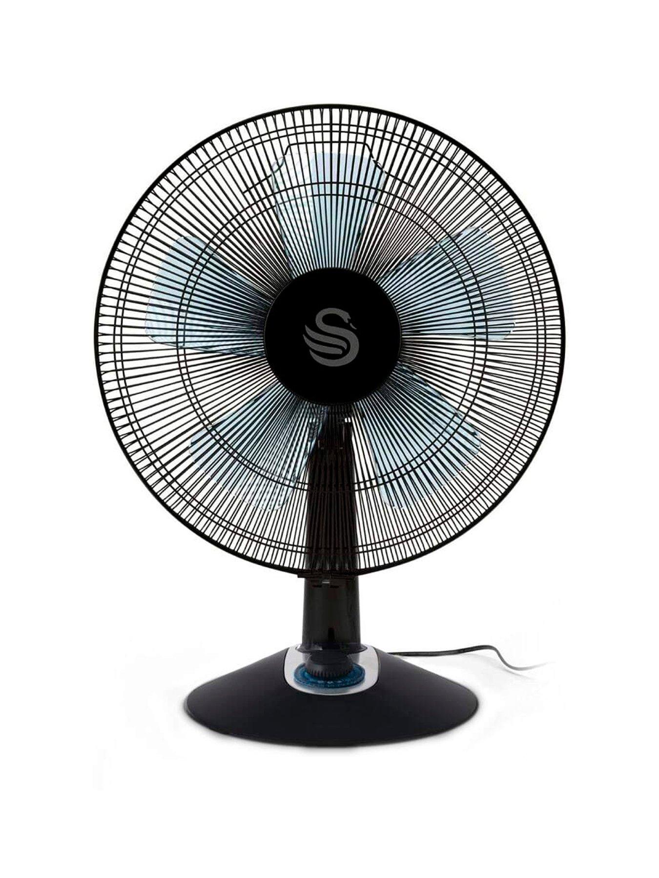 Swan Silence 12 Inch Desk Fan with Turbo Function, 60W, Black