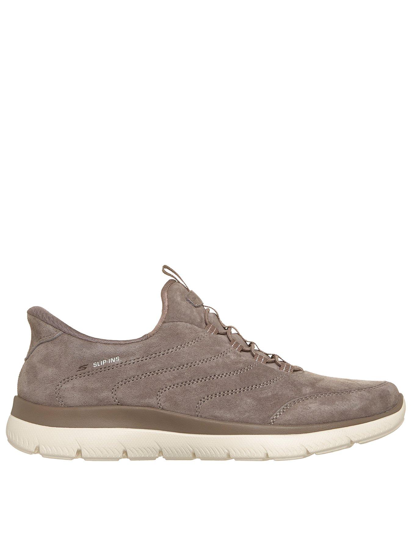Image 1 of 6 of Skechers Summits Suede Bungee Slip-In Trainers - Beige