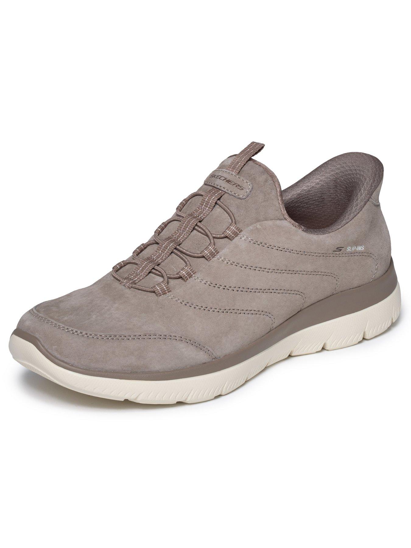 Image 5 of 6 of Skechers Summits Suede Bungee Slip-In Trainers - Beige