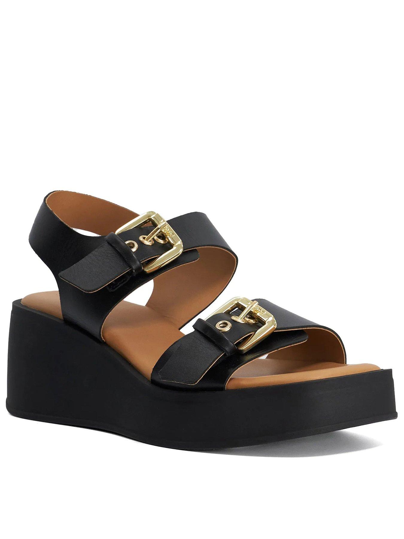 Dune London Karola Casual Wedge Sandals - Black