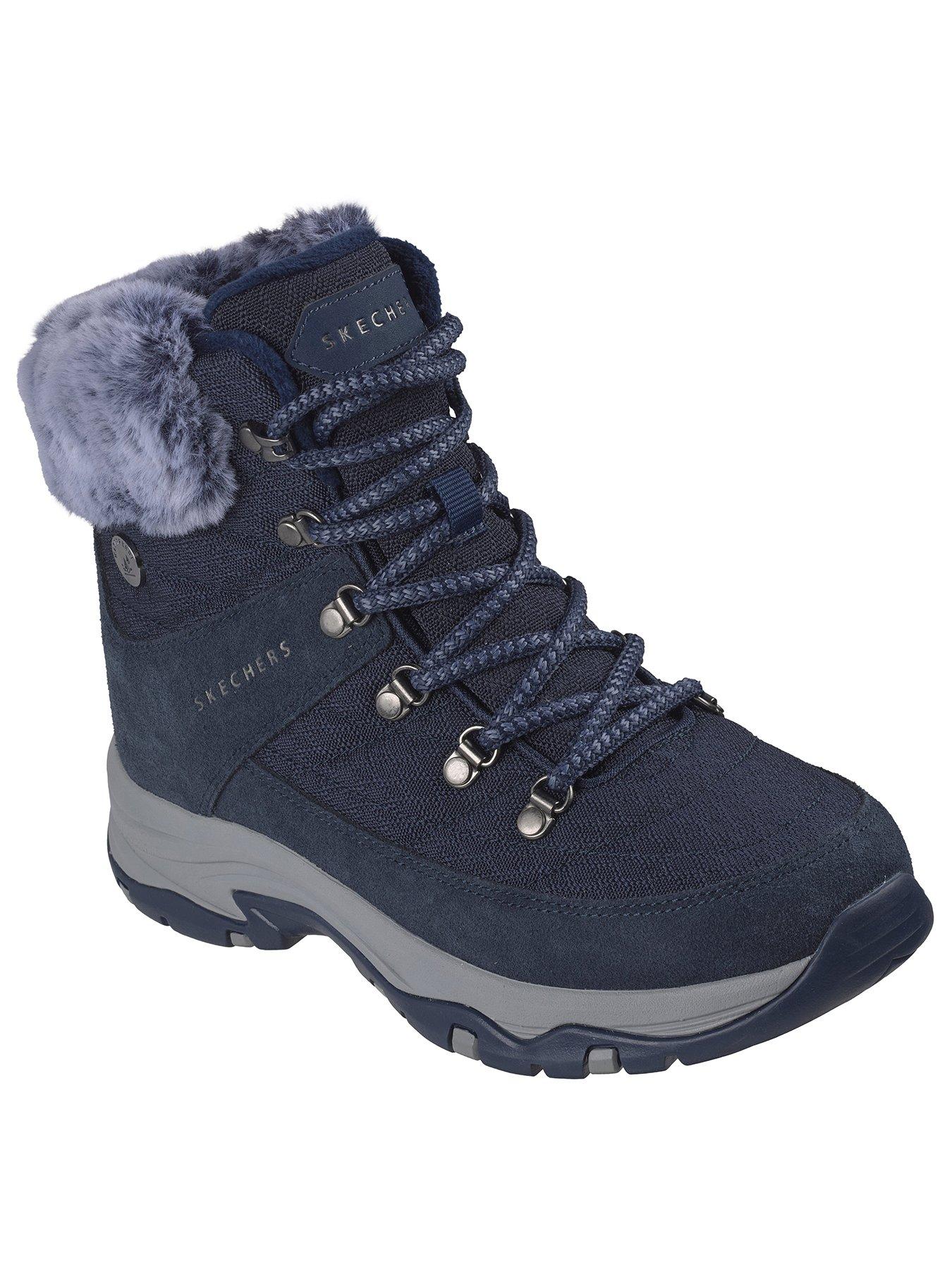 Image 2 of 6 of Skechers Trego Lace Up Suede Mesh Boots - Navy