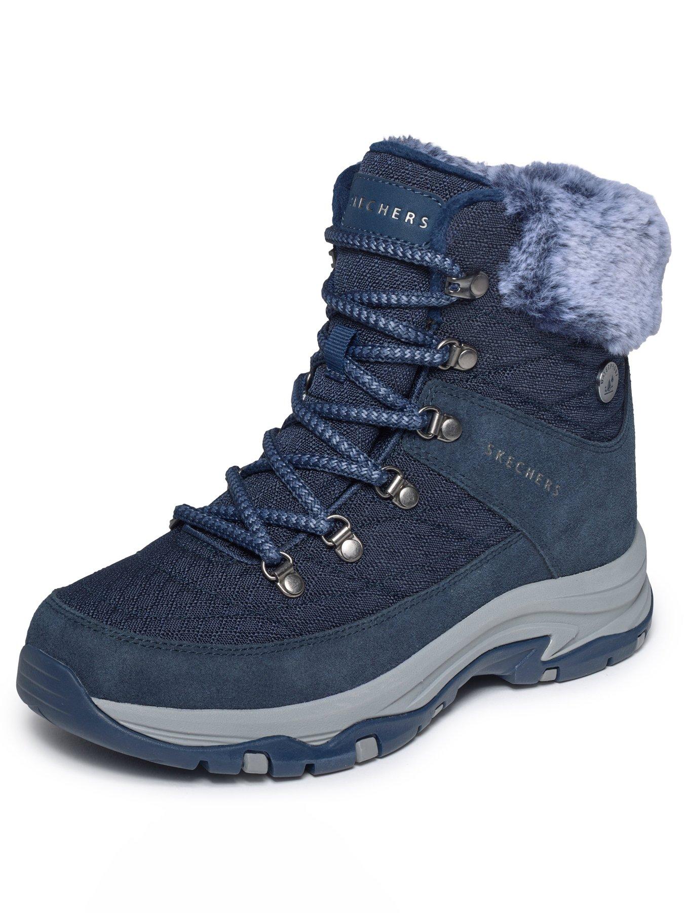 Image 5 of 6 of Skechers Trego Lace Up Suede Mesh Boots - Navy