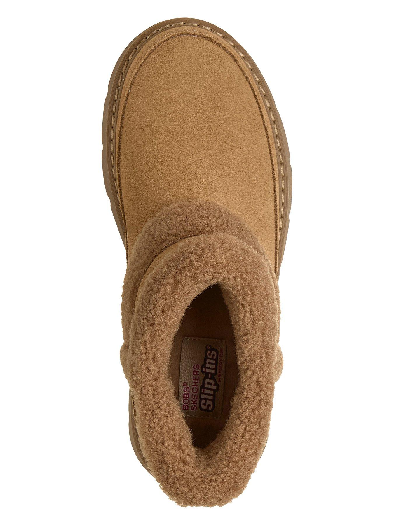Image 3 of 6 of Skechers Keepsakes Lite Winter Snug Slip-ins Suede Bootie With Faux Shearling Trim - Chestnut Suede/ Textile