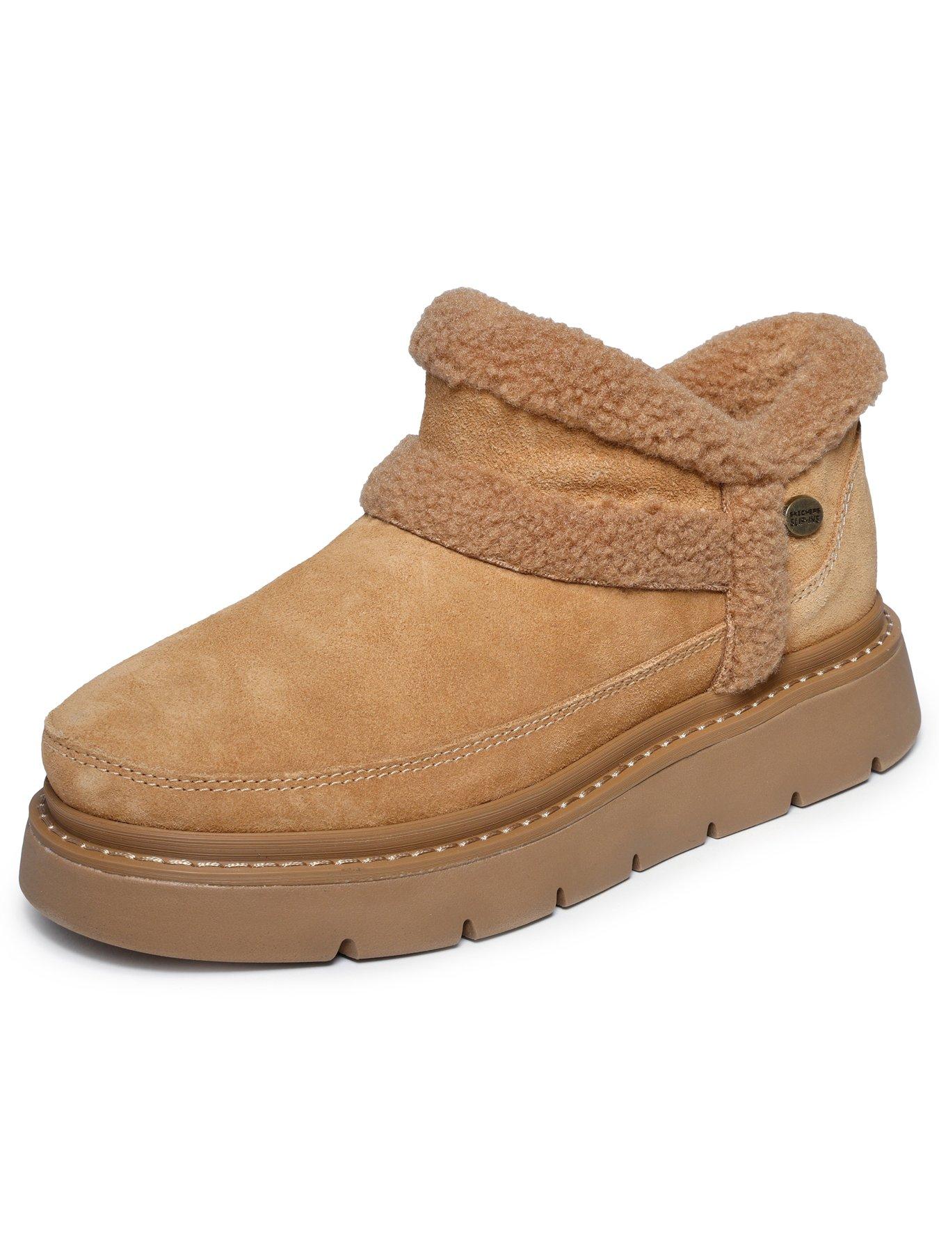 Image 5 of 6 of Skechers Keepsakes Lite Winter Snug Slip-ins Suede Bootie With Faux Shearling Trim - Chestnut Suede/ Textile