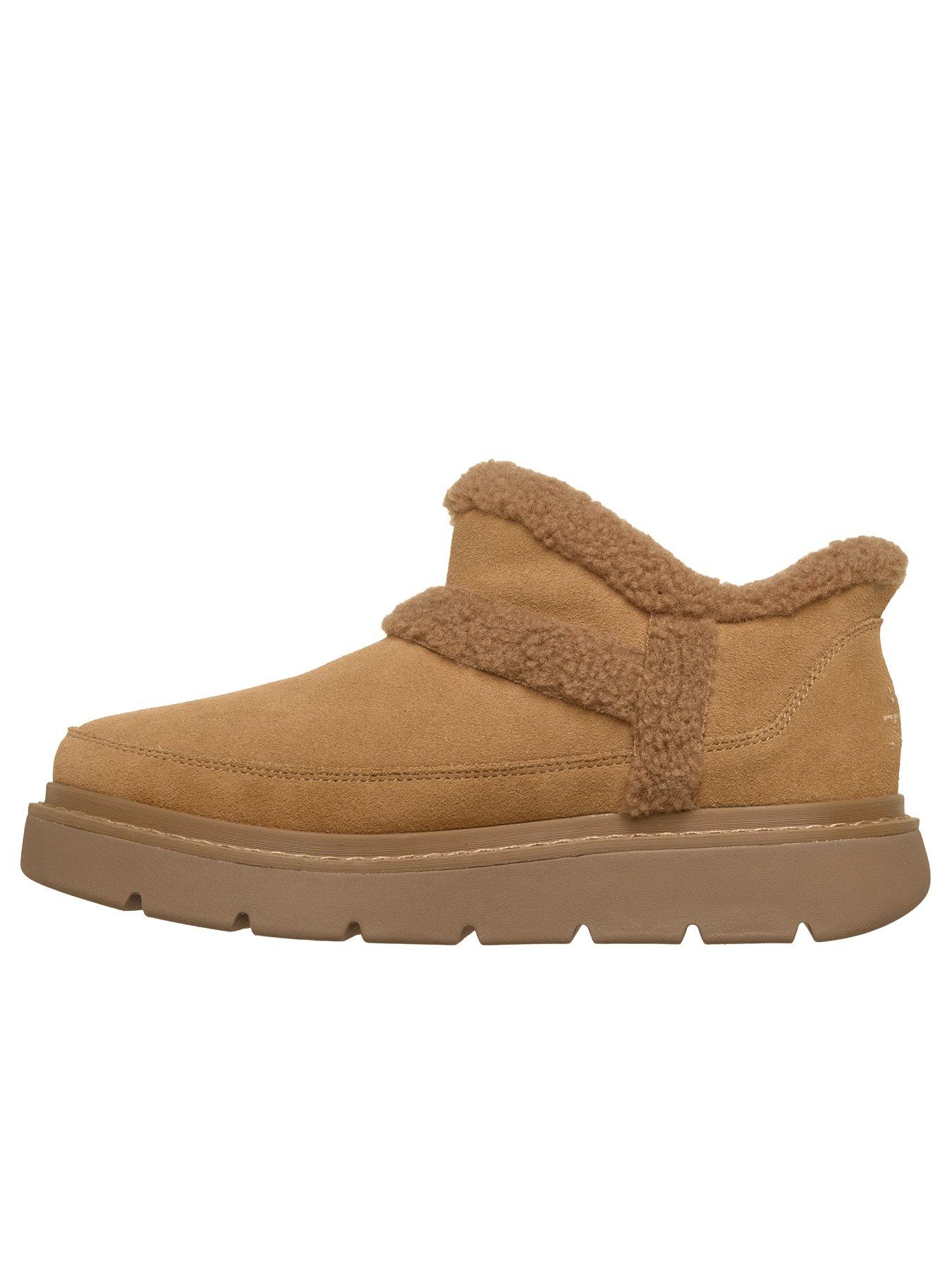 Image 6 of 6 of Skechers Keepsakes Lite Winter Snug Slip-ins Suede Bootie With Faux Shearling Trim - Chestnut Suede/ Textile