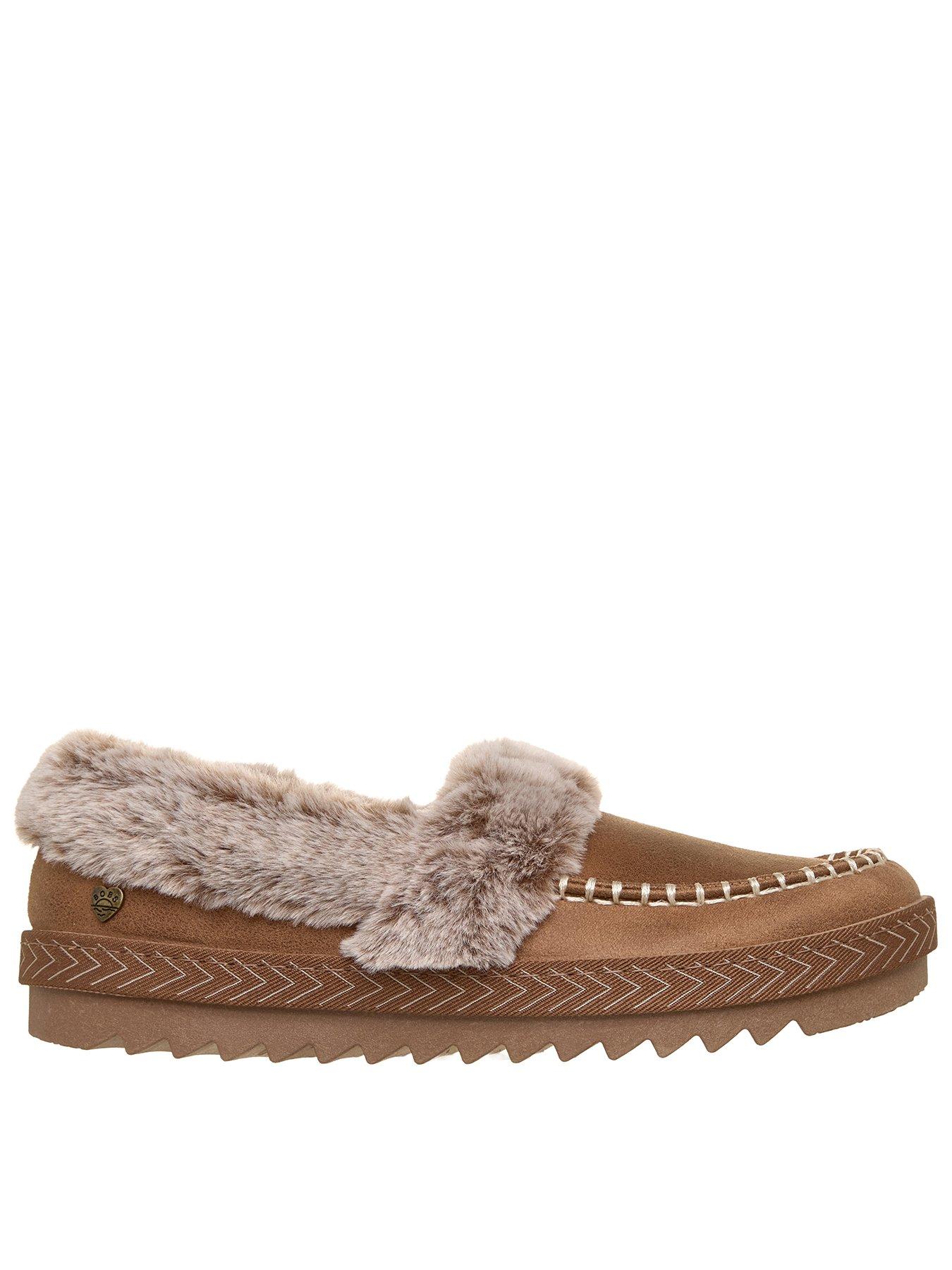 Image 1 of 6 of Skechers Cosy Kiss Slip-On Loafers - Brown
