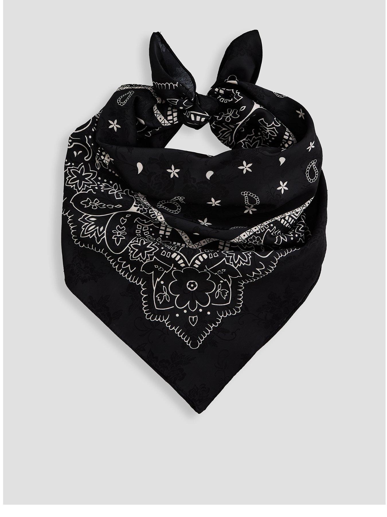 Image 1 of 6 of The Very Collection Paisley Satin Scarf - Black