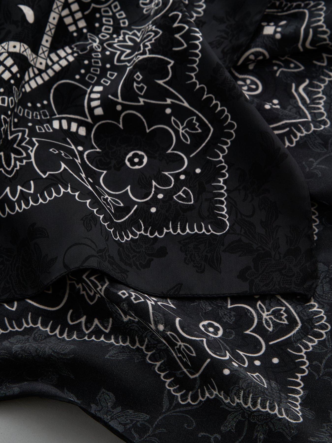 Image 5 of 6 of The Very Collection Paisley Satin Scarf - Black