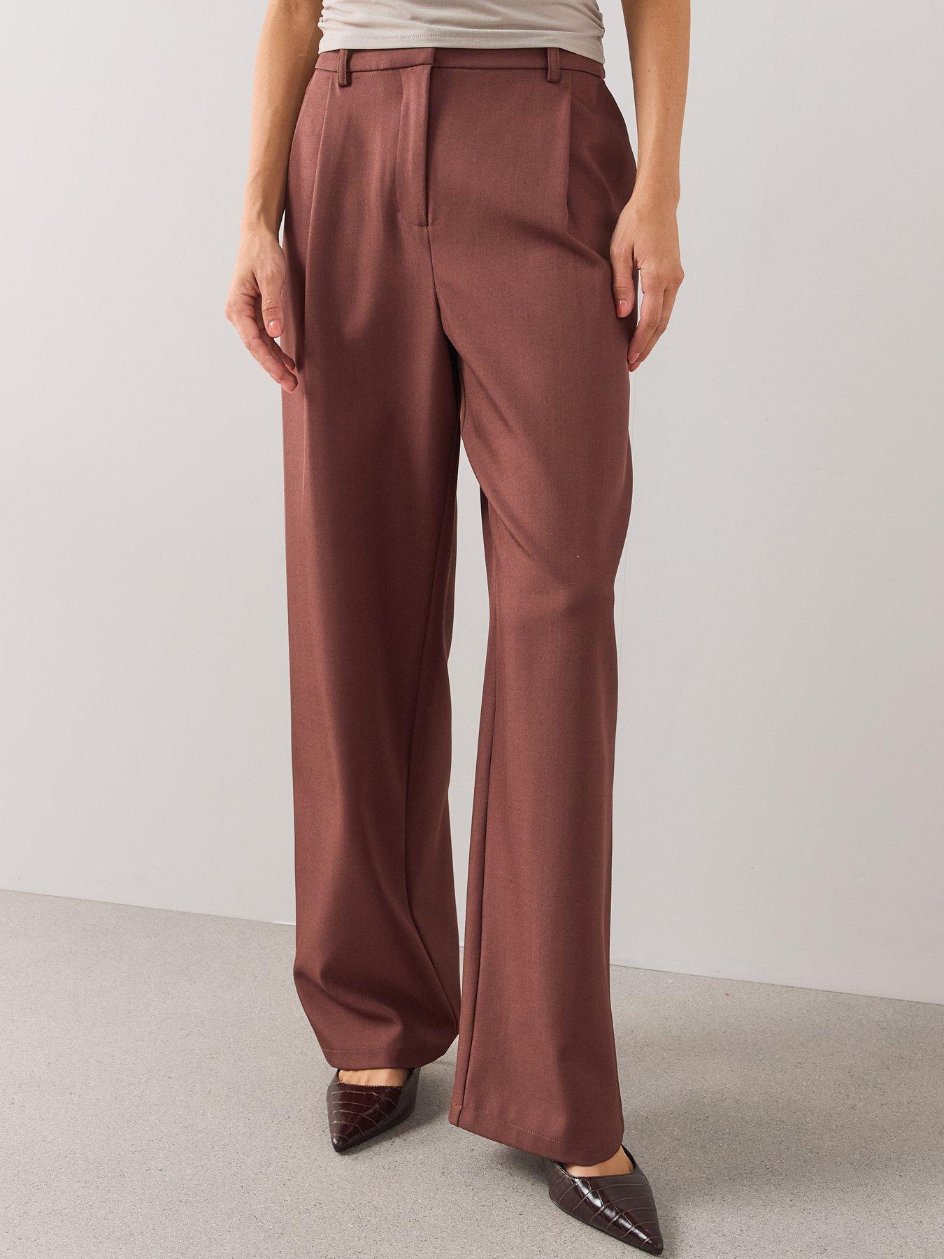 Image 4 of 7 of The Very Collection Lace Wrap Relaxed Straight Leg Trousers - Dusky Pink