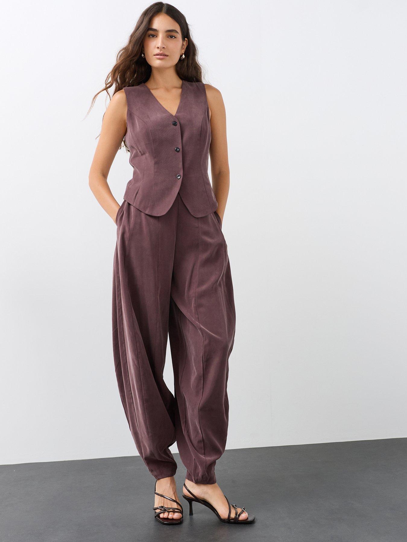 Image 3 of 7 of The Very Collection Womens Sleeveless Tailored Button Front Waistcoat - Purple