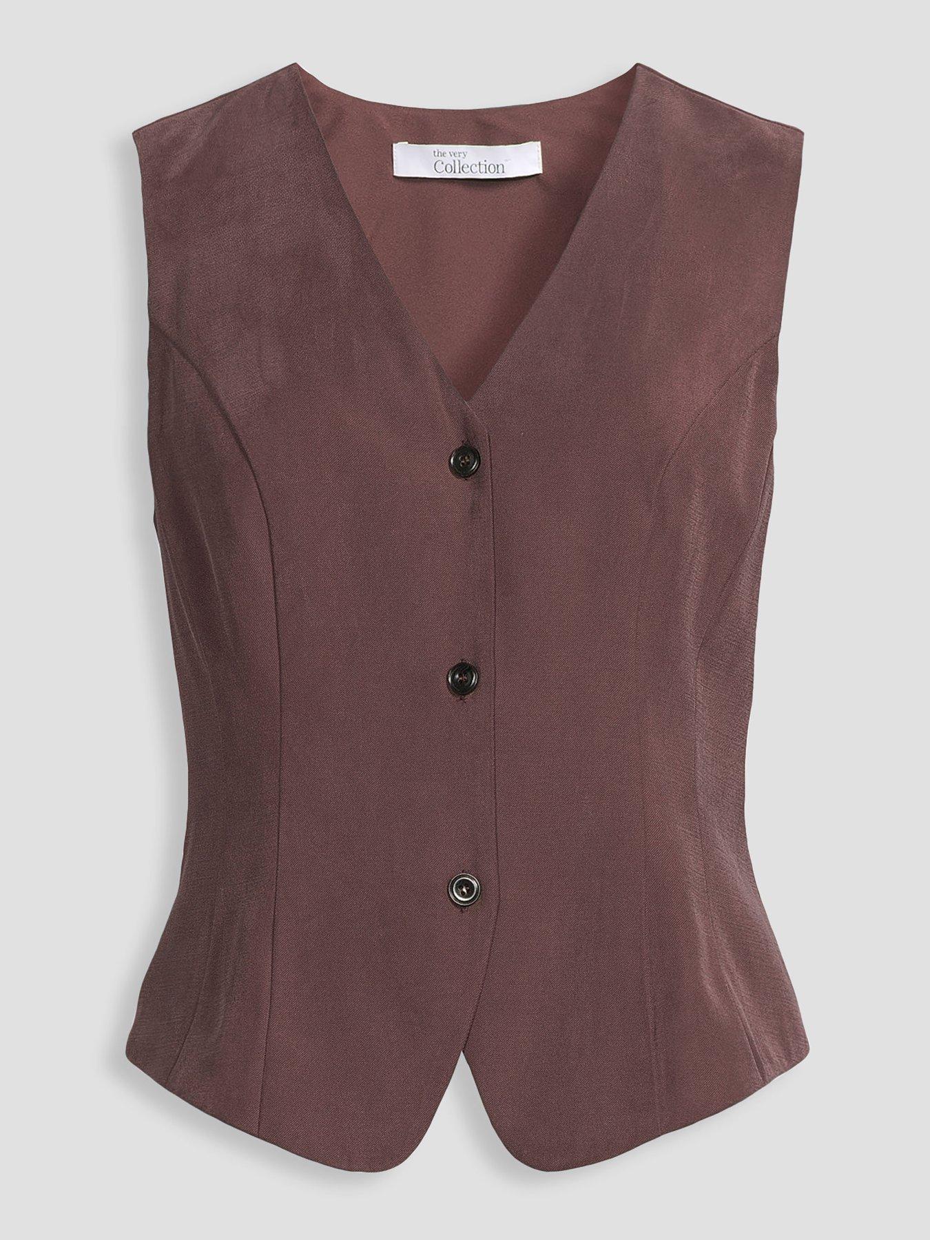 Image 7 of 7 of The Very Collection Womens Sleeveless Tailored Button Front Waistcoat - Purple