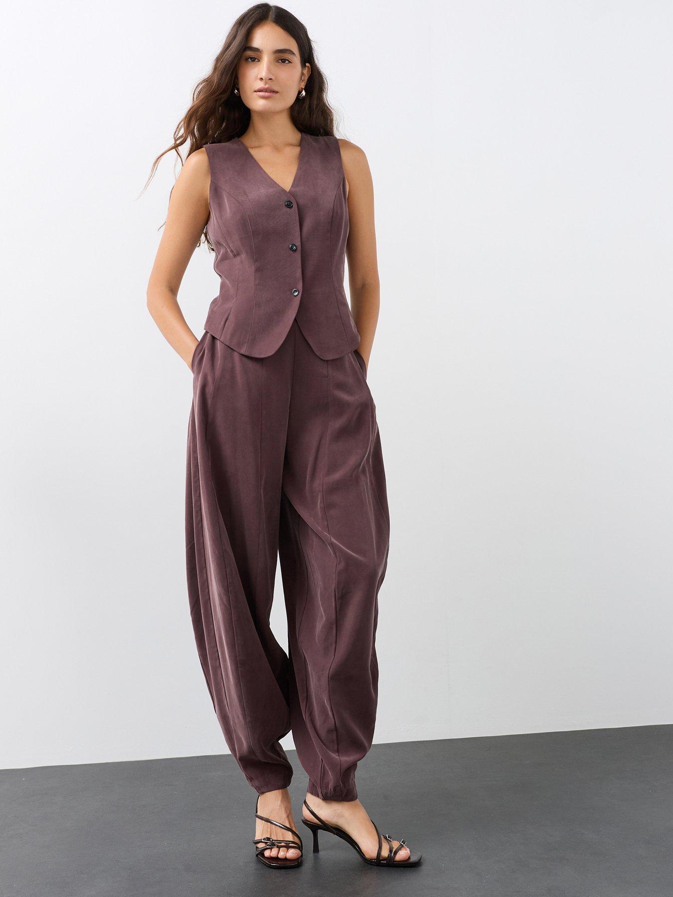 The Very Collection Women's Pleated Balloon Trousers - Brown