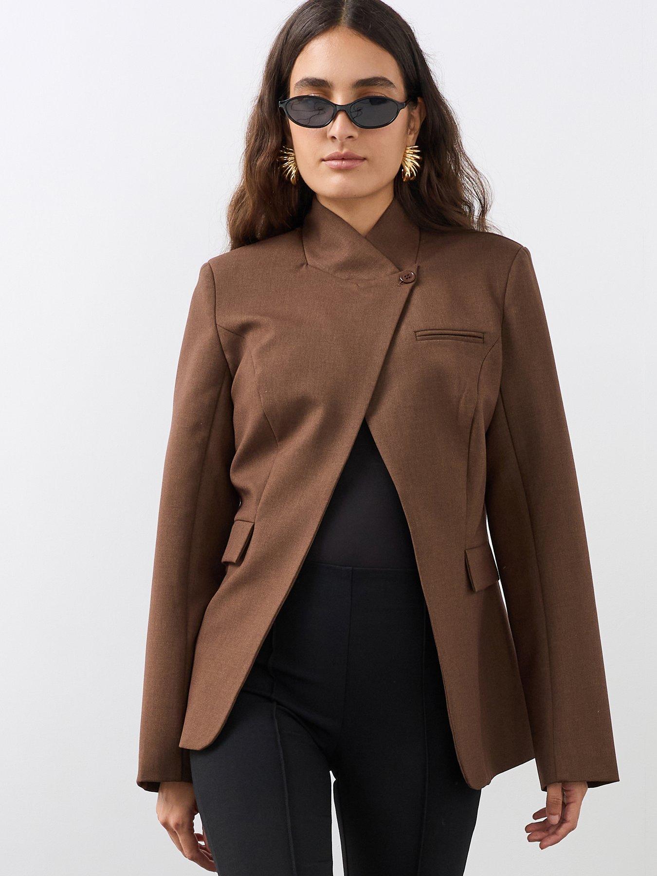 The Very Collection Women's Asymmetric Blazer - Brown