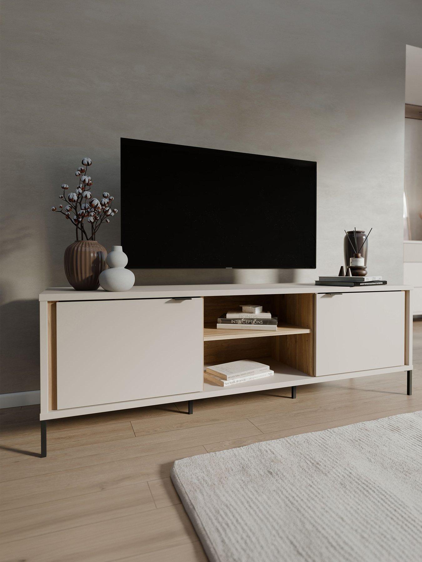 Image 1 of 6 of Seravel TV&nbsp;Unit - Sand/Oak&nbsp;-&nbsp;fits Up To 70 Inch