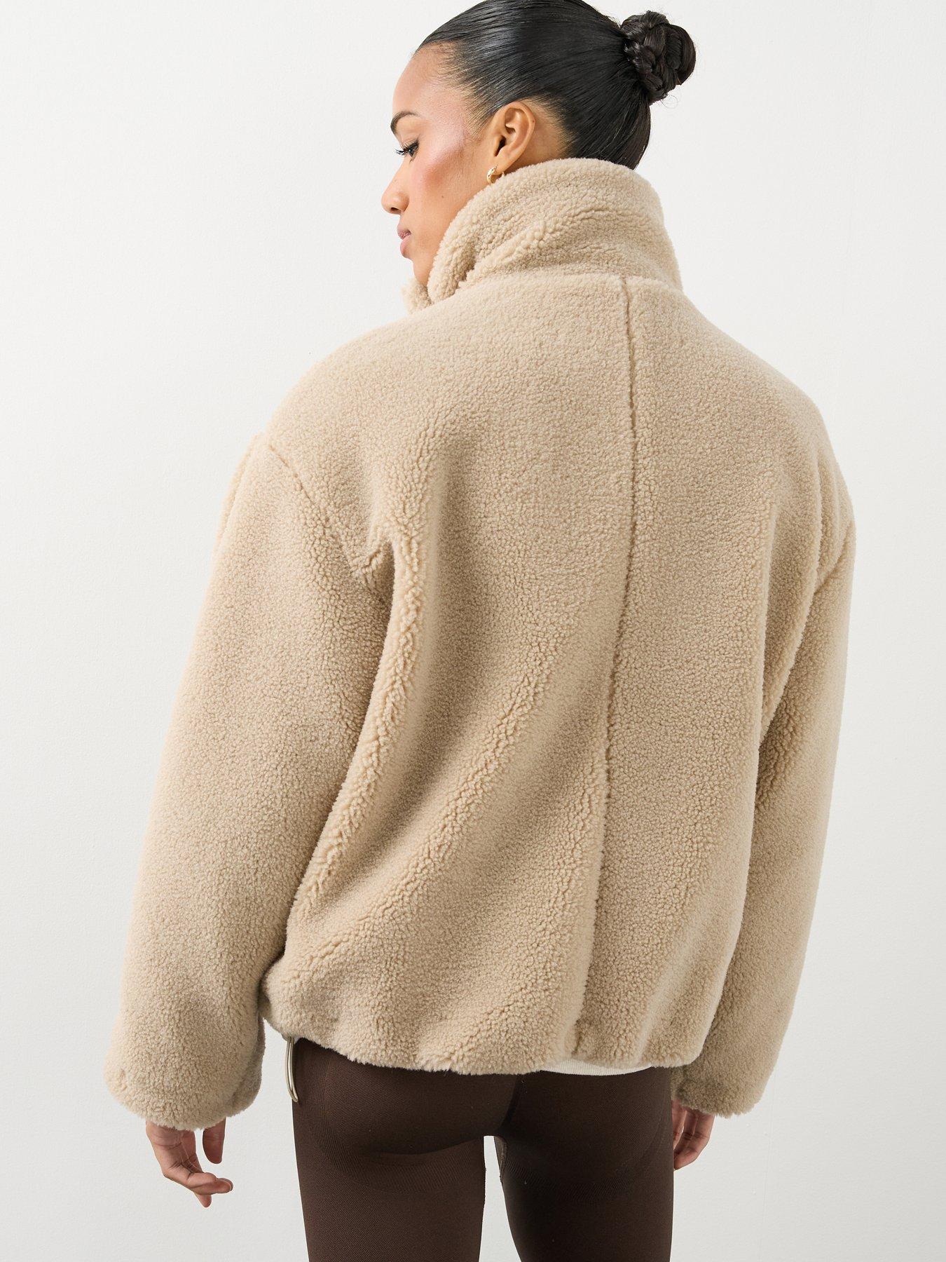Image 2 of 7 of The Very Collection Womens Button-Up Funnel Neck Borg Jacket - Mink