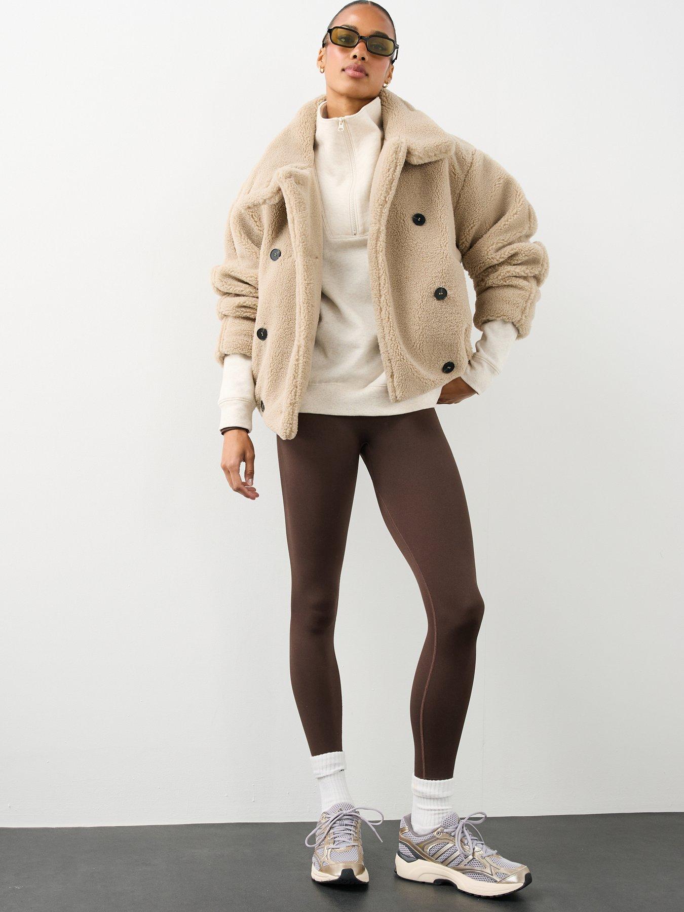 Image 3 of 7 of The Very Collection Womens Button-Up Funnel Neck Borg Jacket - Mink