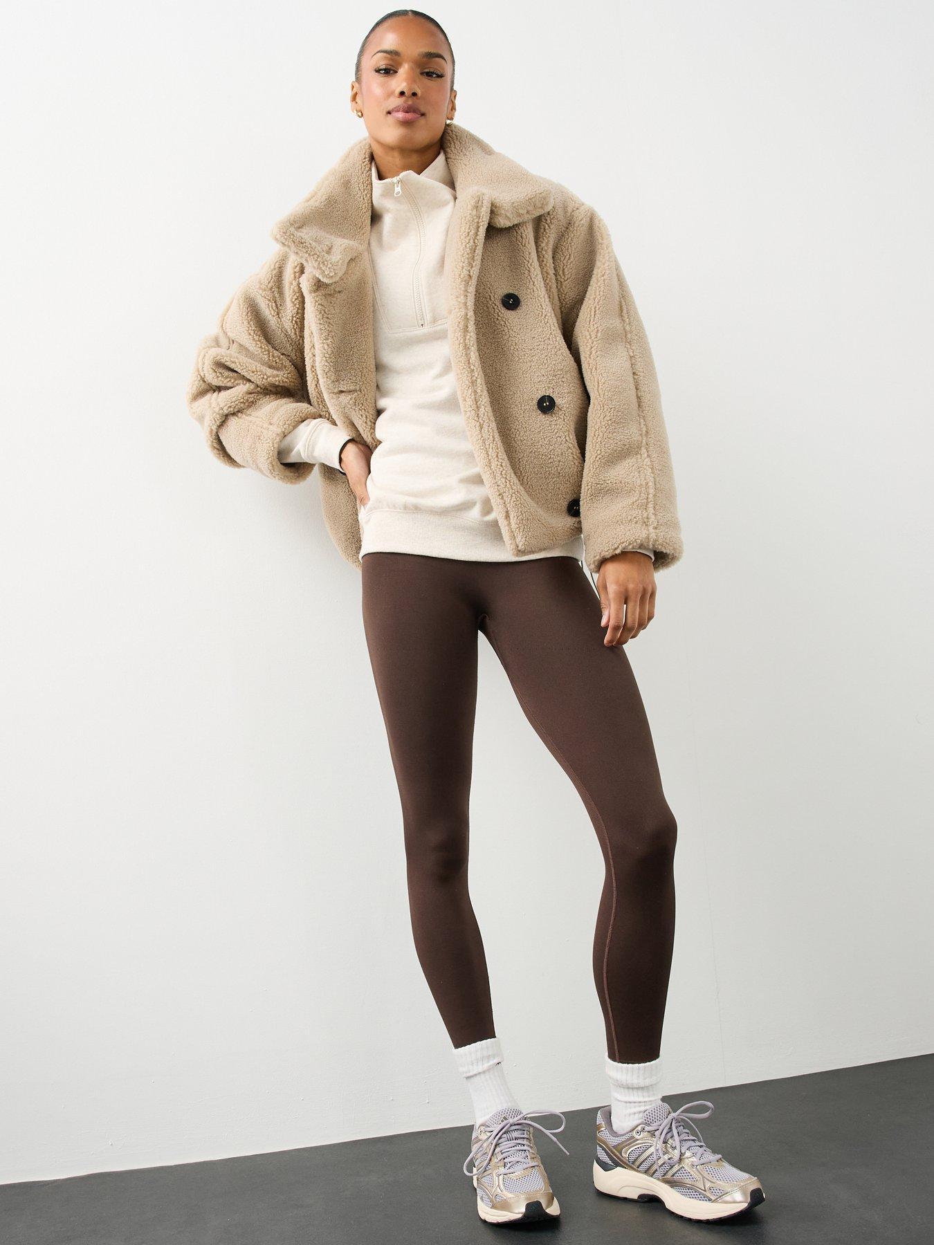 Image 5 of 7 of The Very Collection Womens Button-Up Funnel Neck Borg Jacket - Mink