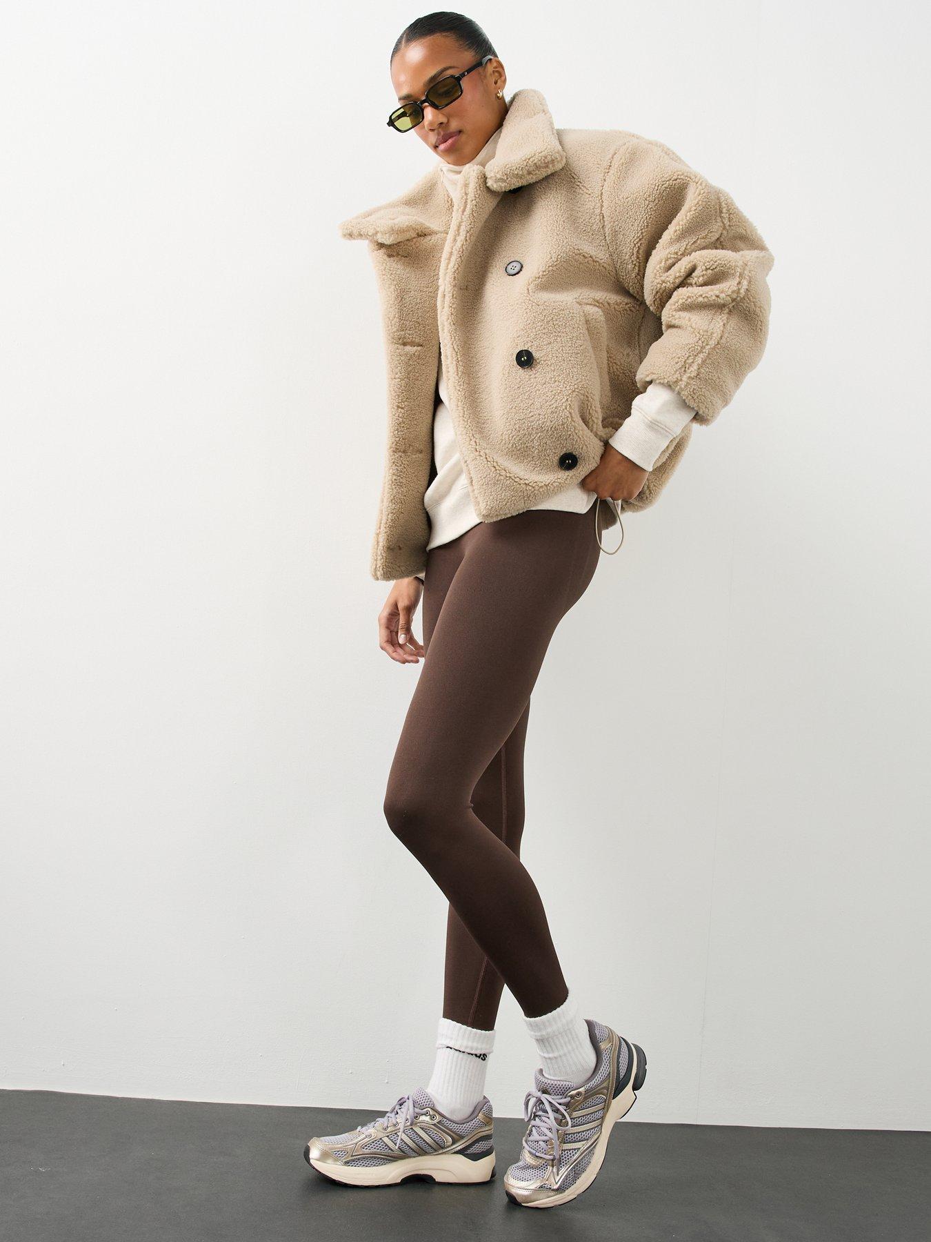 Image 6 of 7 of The Very Collection Womens Button-Up Funnel Neck Borg Jacket - Mink