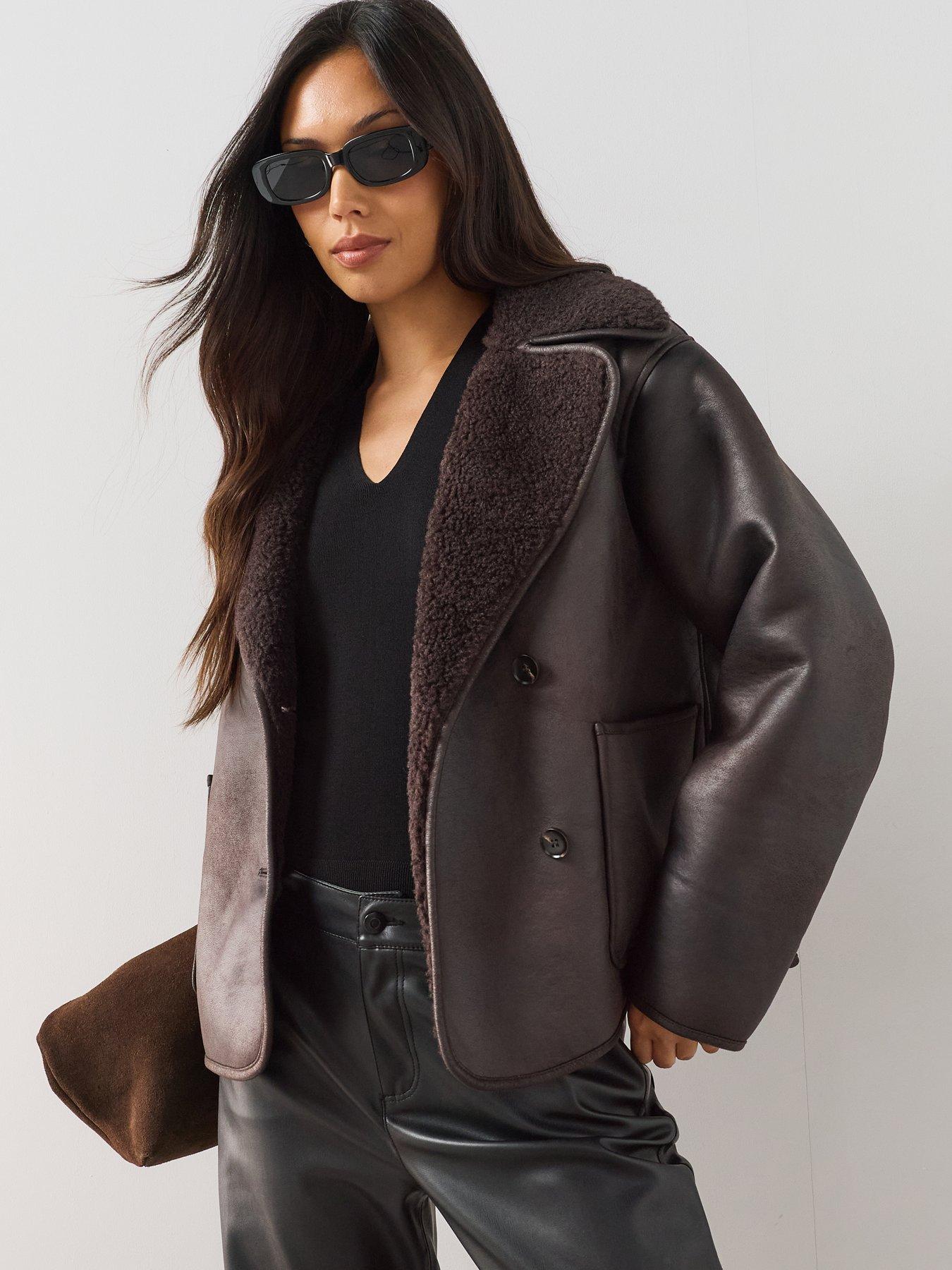 Image 1 of 7 of The Very Collection Faux Shealing Relaxed Jacket