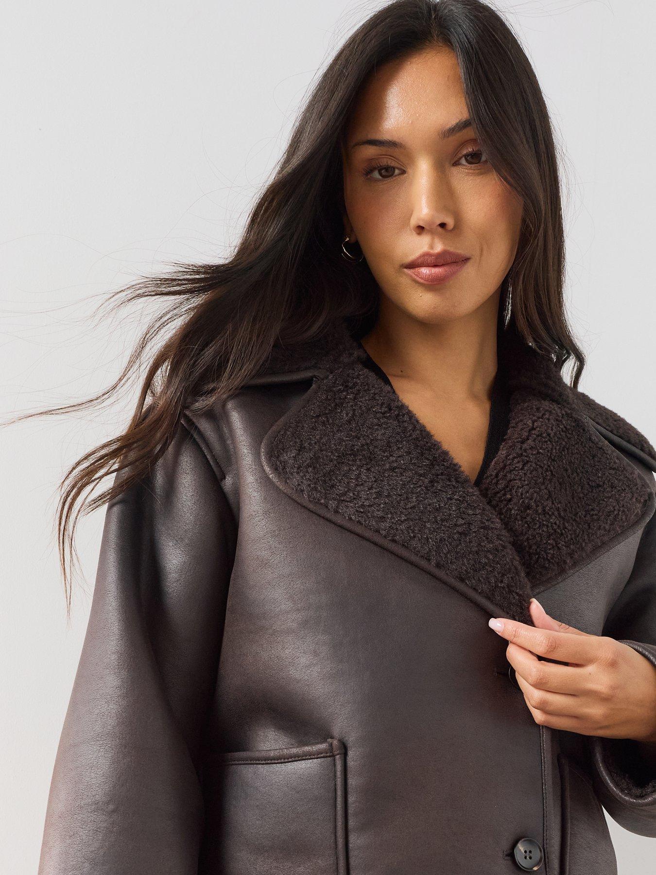 Image 4 of 7 of The Very Collection Faux Shealing Relaxed Jacket