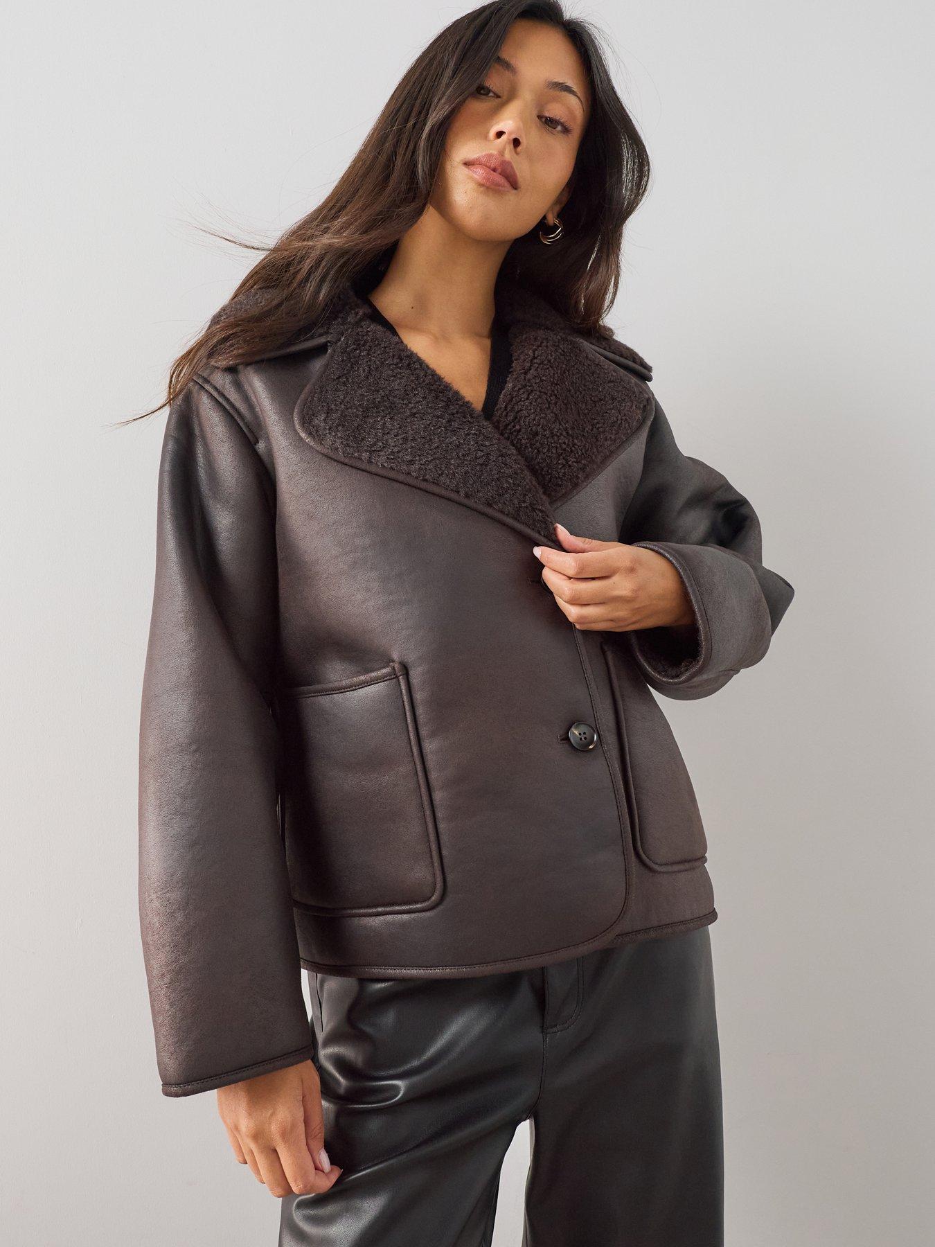 Image 5 of 7 of The Very Collection Faux Shealing Relaxed Jacket