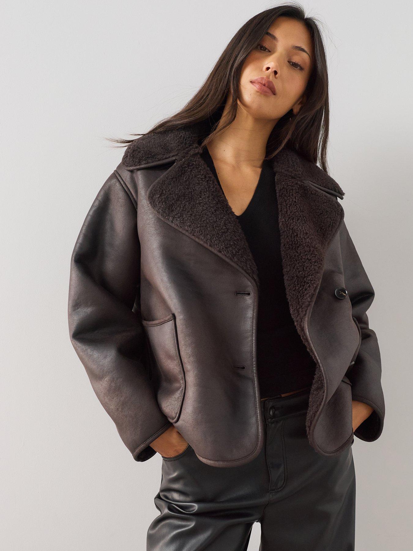Image 6 of 7 of The Very Collection Faux Shealing Relaxed Jacket