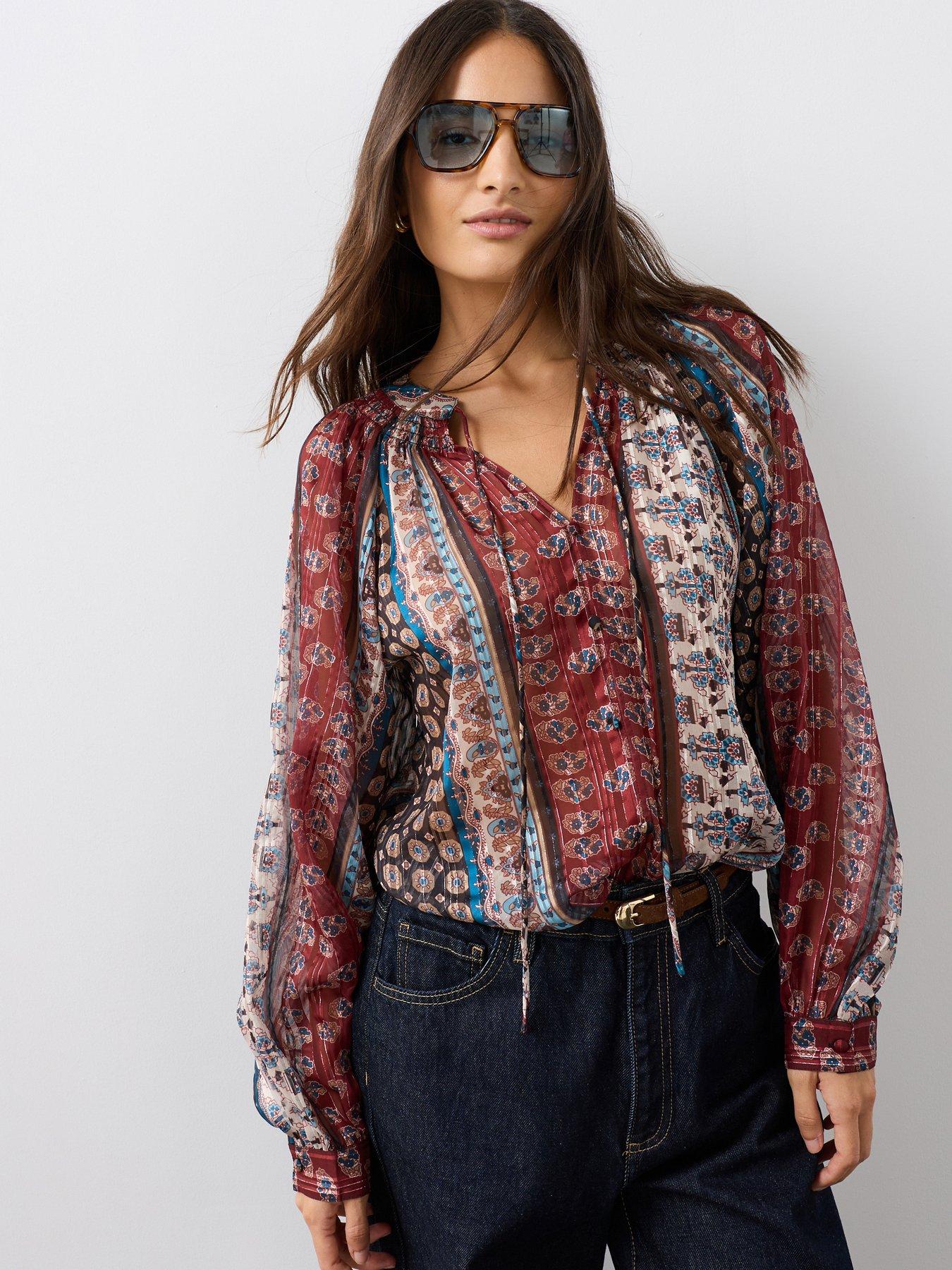 Image 1 of 7 of The Very Collection Printed Georgette Blouse
