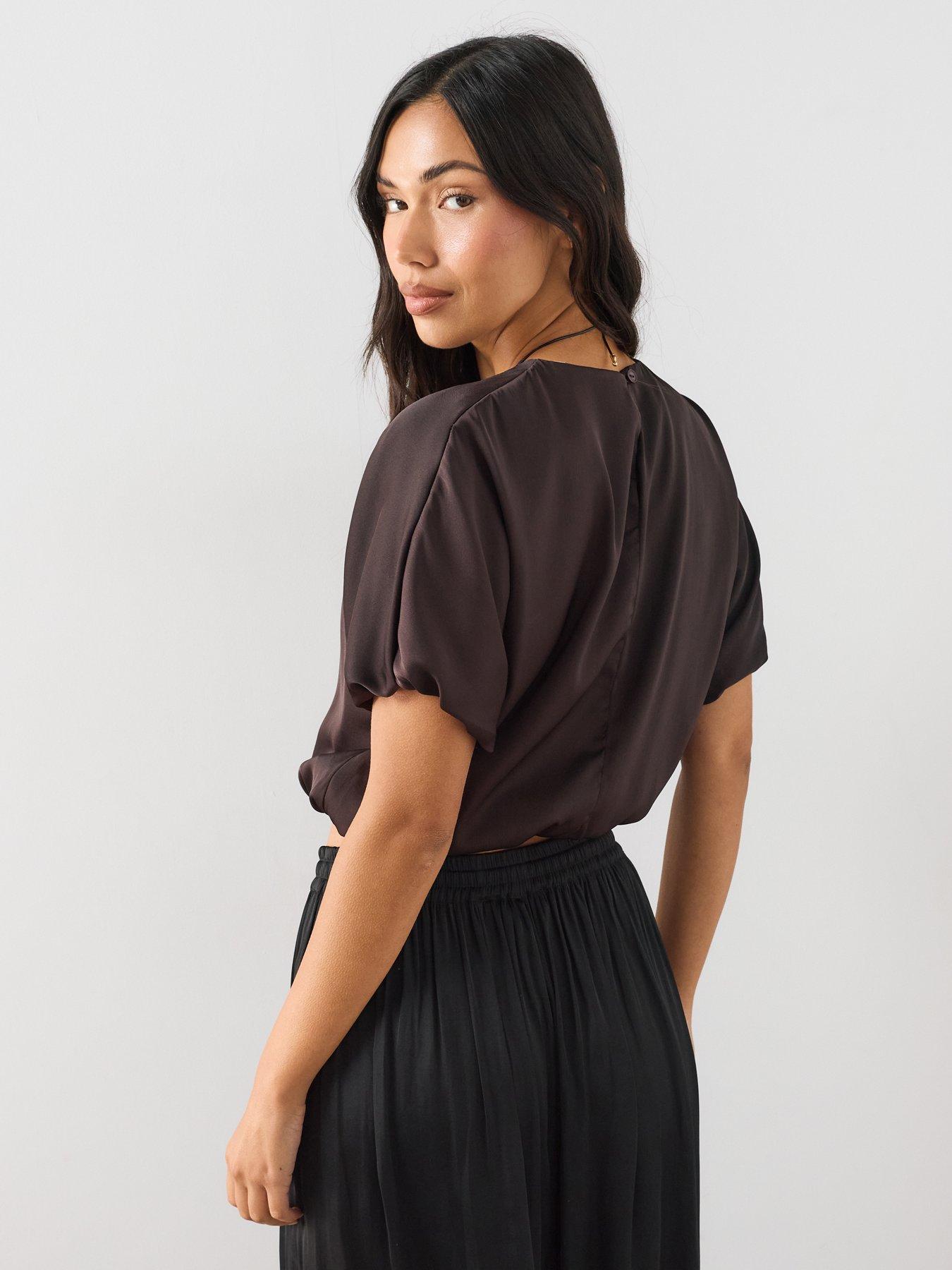 Image 2 of 7 of The Very Collection Bubble Hem Satin Blouse