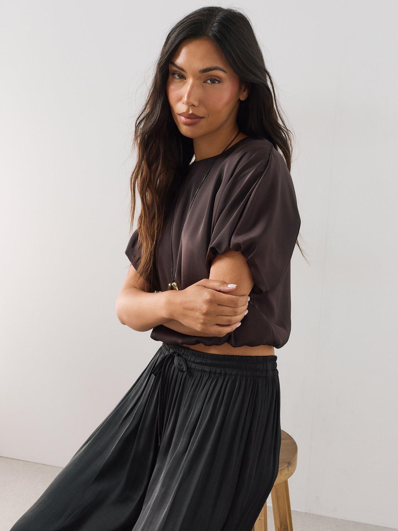 Image 5 of 7 of The Very Collection Bubble Hem Satin Blouse