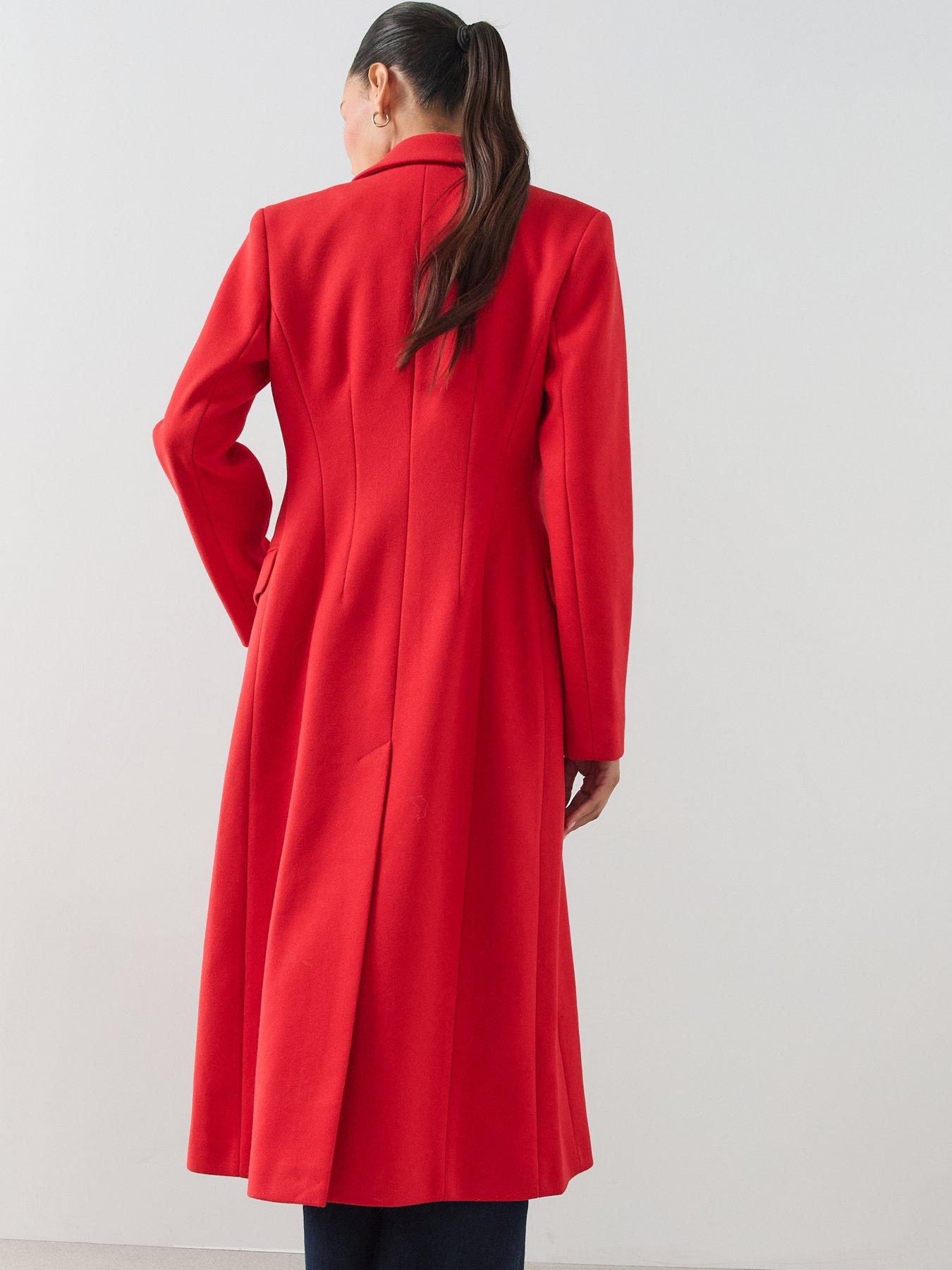 Image 2 of 6 of The Very Collection The Very Collection Womens Cinched Double Breasted Coat - Red
