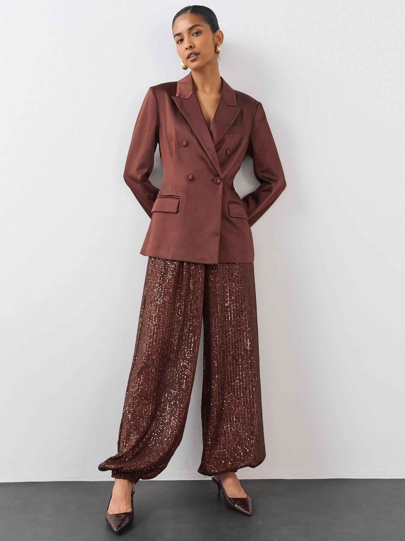 Image 1 of 7 of The Very Collection Sequin Balloon Trousers