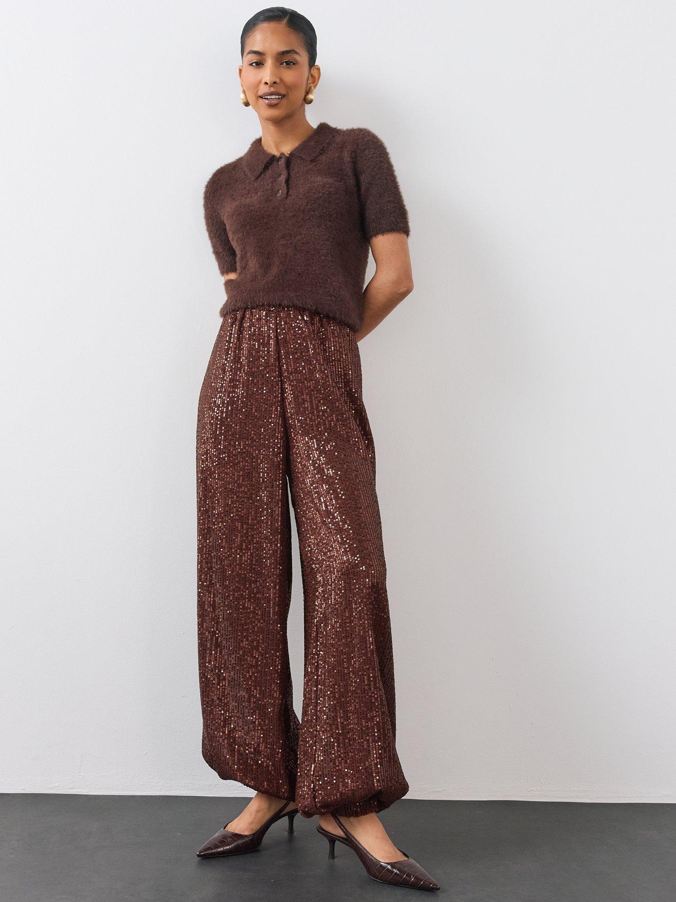 Image 3 of 7 of The Very Collection Sequin Balloon Trousers