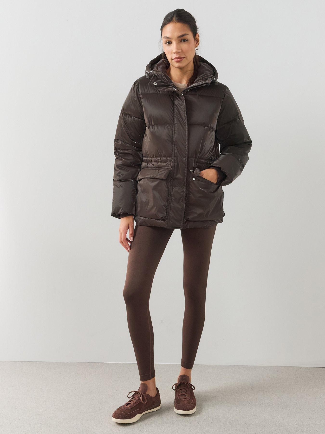 Image 1 of 7 of The Very Collection Womens High Shine Padded Coat - Brown