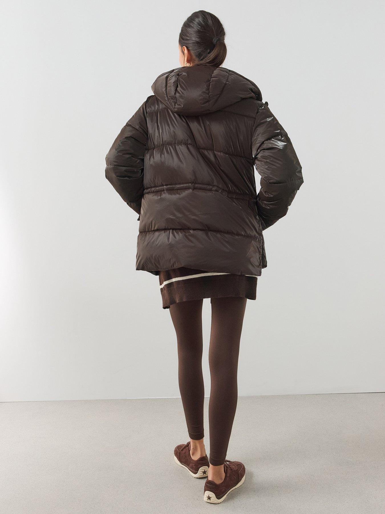 Image 2 of 7 of The Very Collection Womens High Shine Padded Coat - Brown