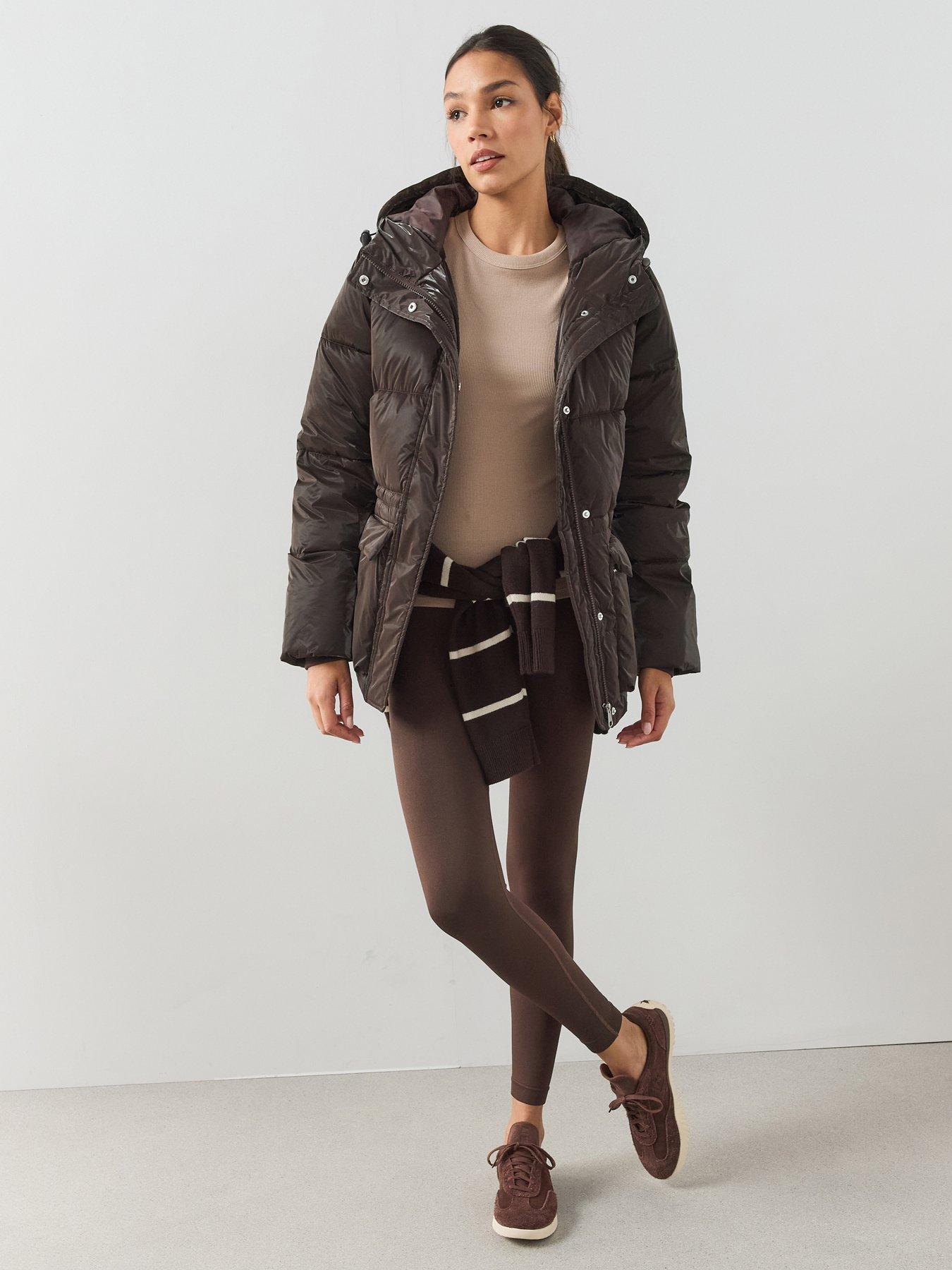 Image 3 of 7 of The Very Collection Womens High Shine Padded Coat - Brown