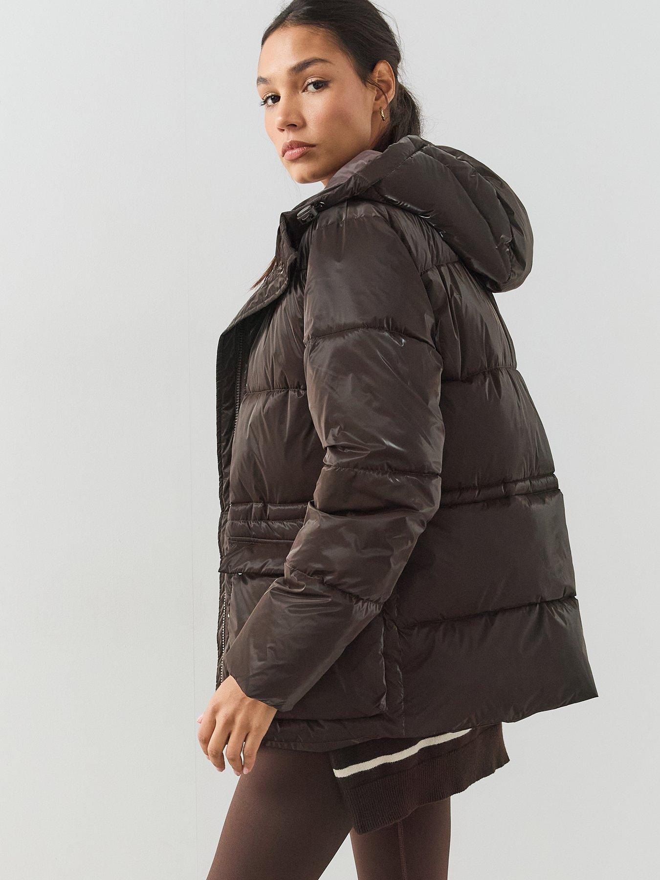Image 6 of 7 of The Very Collection Womens High Shine Padded Coat - Brown