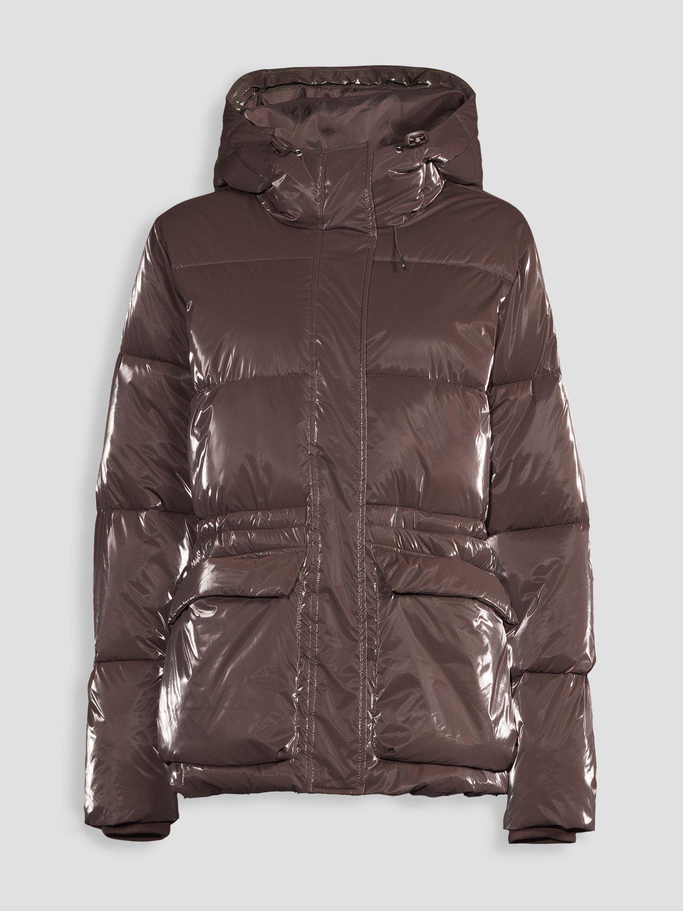 Image 7 of 7 of The Very Collection Womens High Shine Padded Coat - Brown
