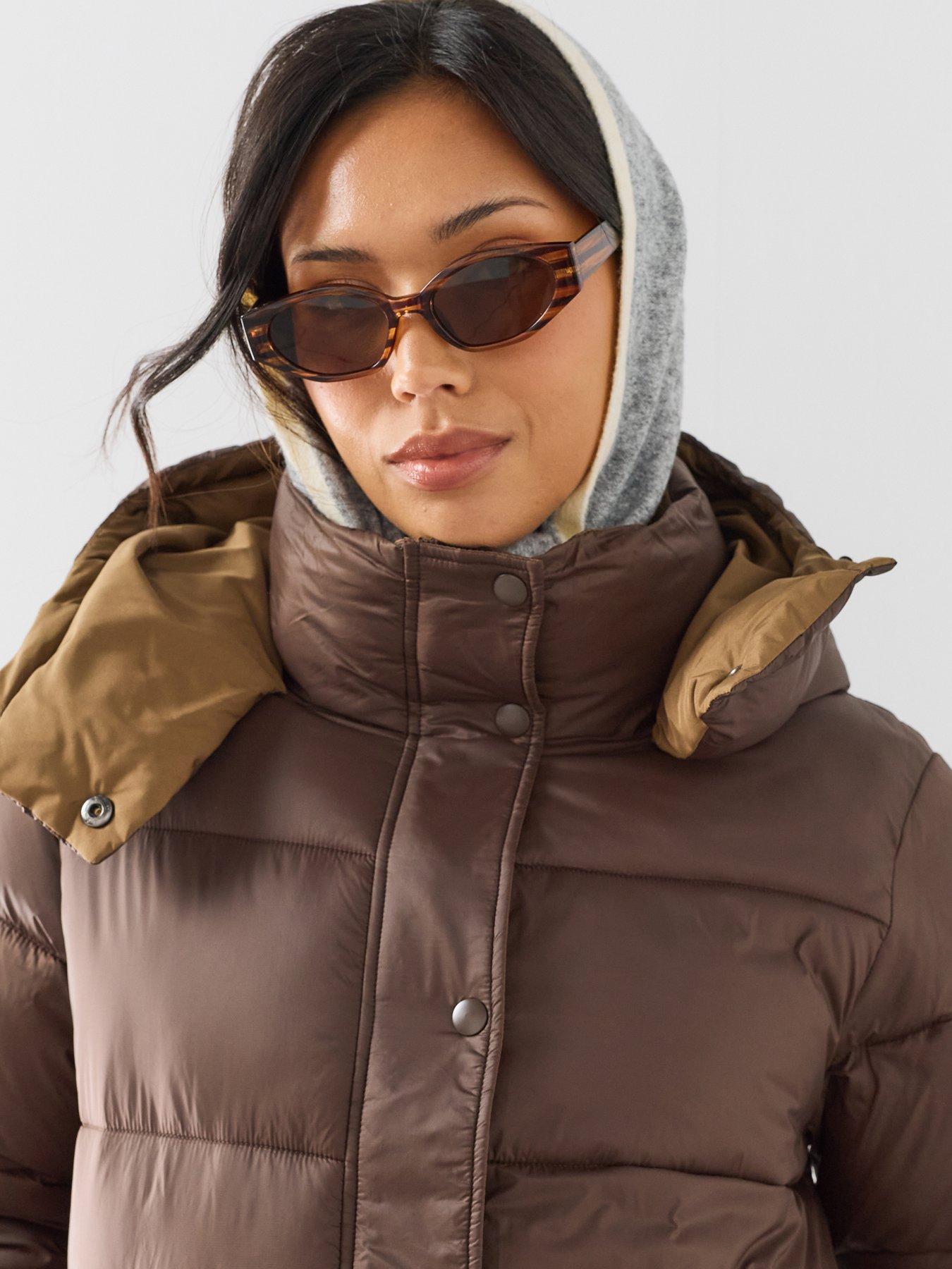 Image 5 of 7 of The Very Collection Short Waist Detail Padded Coat - Brown