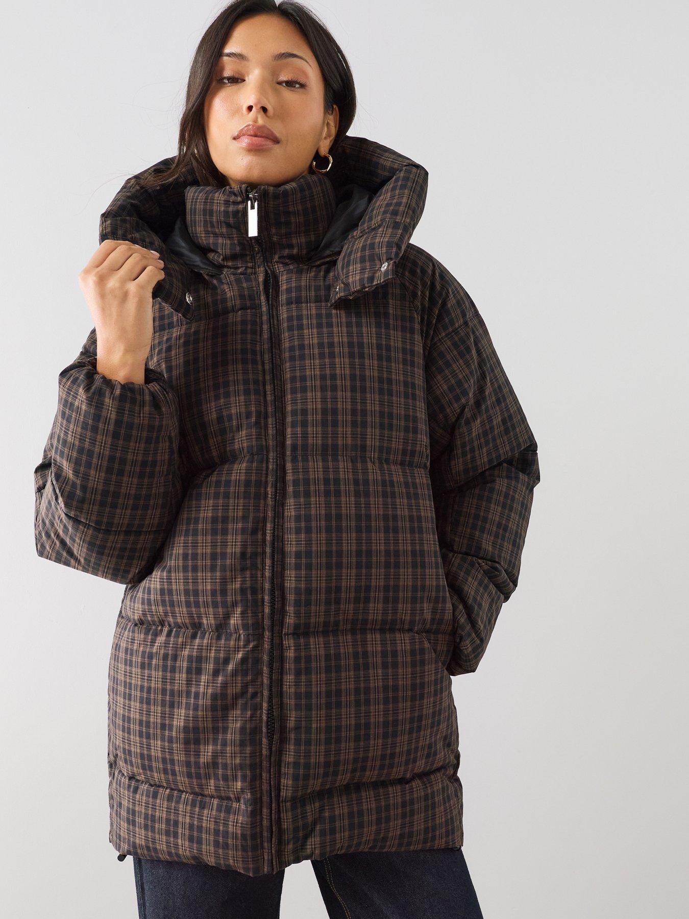 The Very Collection Mid Length Check Padded Coat - Print