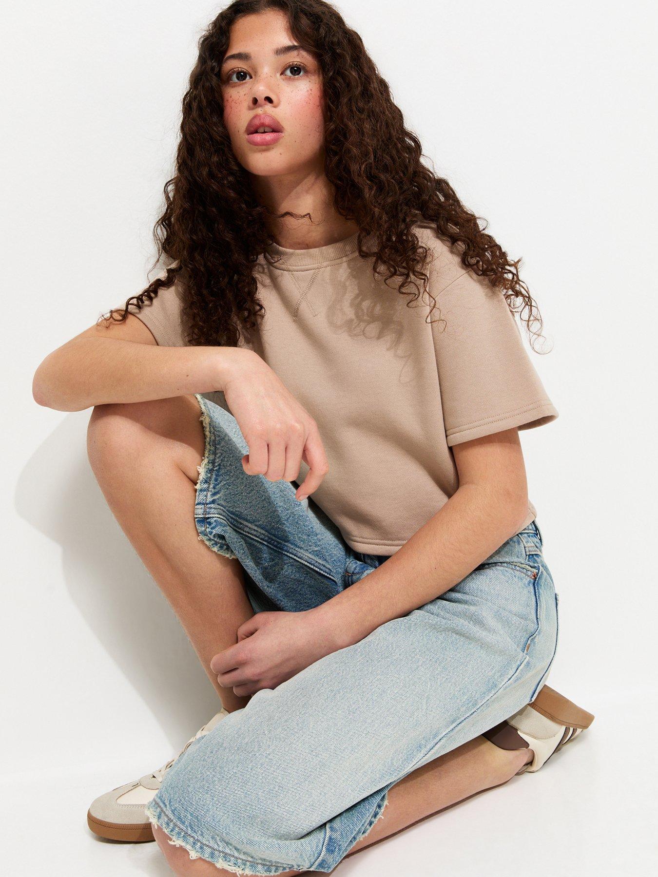 New Look 915 Girls Camel Short Sleeve Sweatshirt Top