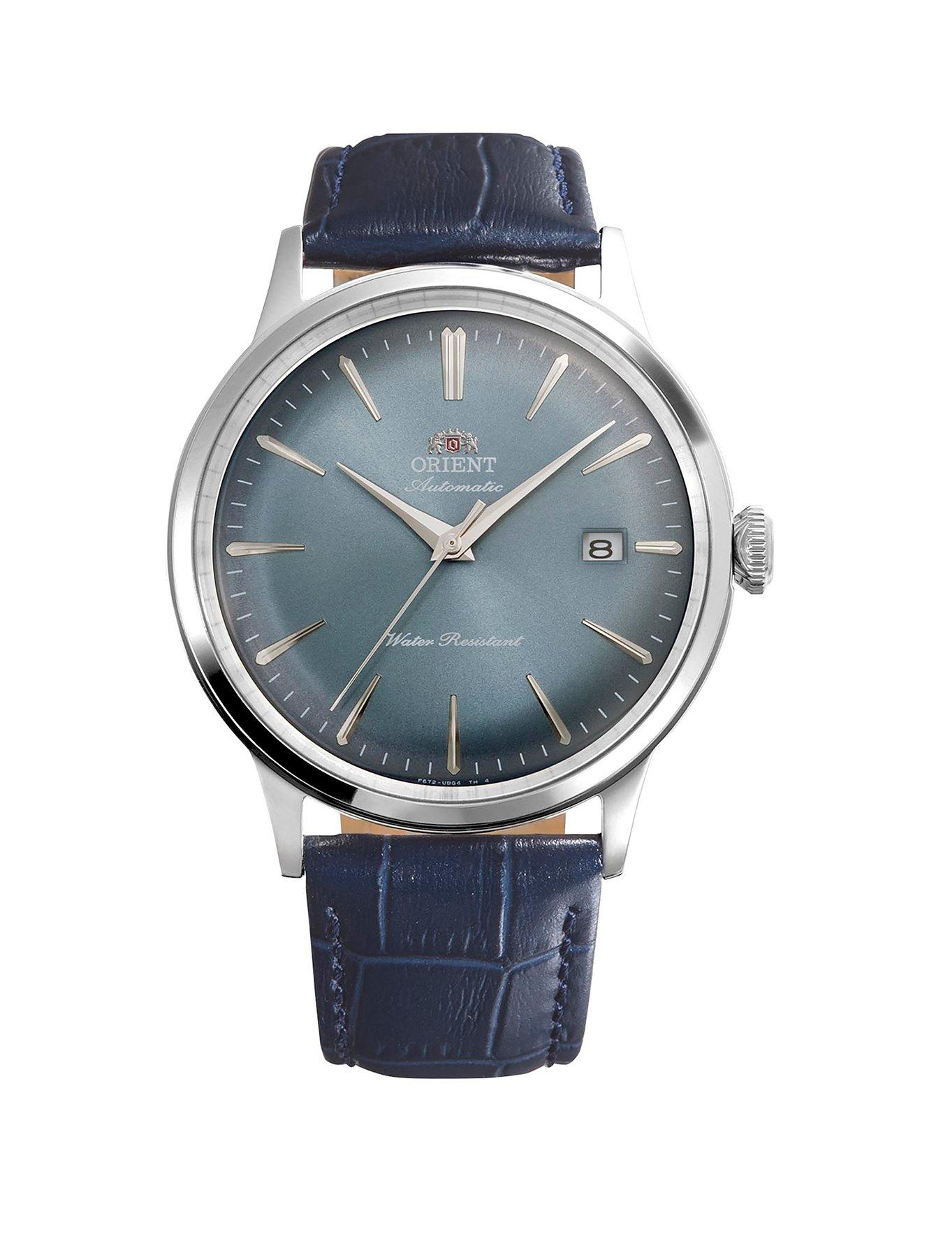 Orient Bambino 40.5mm Blue Dial Steel Case Blue Leather Strap