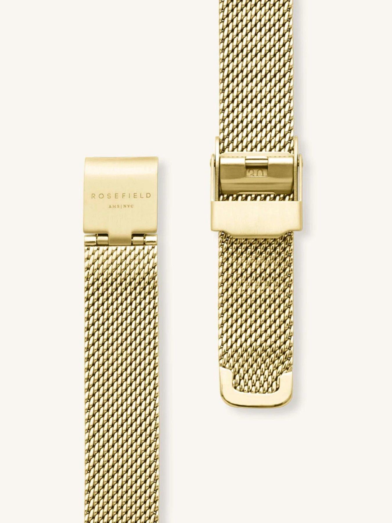Image 4 of 7 of Rosefield OCTAGON XS White Dial Gold case and Mesh Bracelet