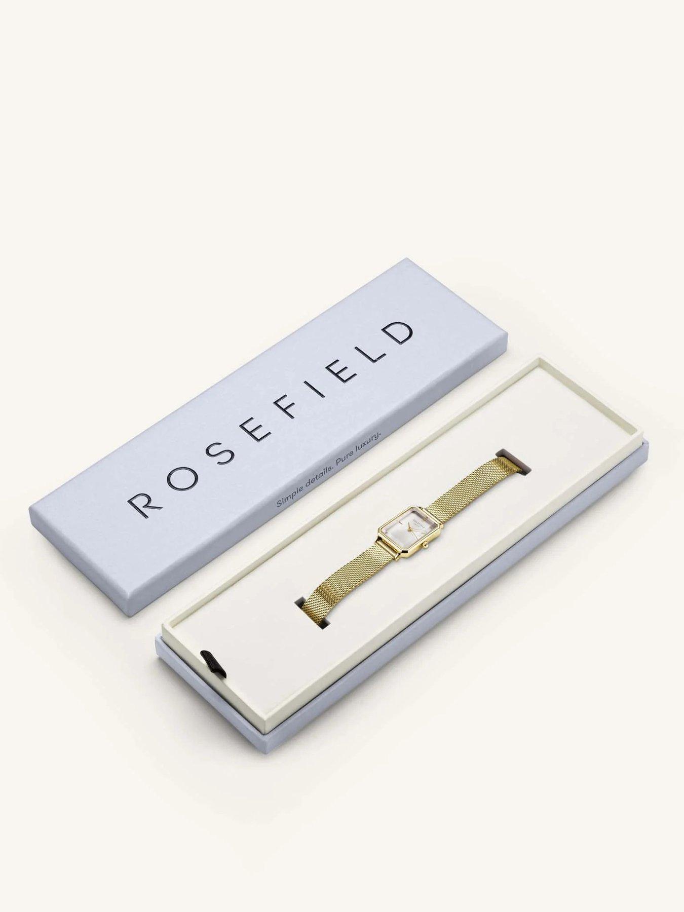 Image 5 of 7 of Rosefield OCTAGON XS White Dial Gold case and Mesh Bracelet