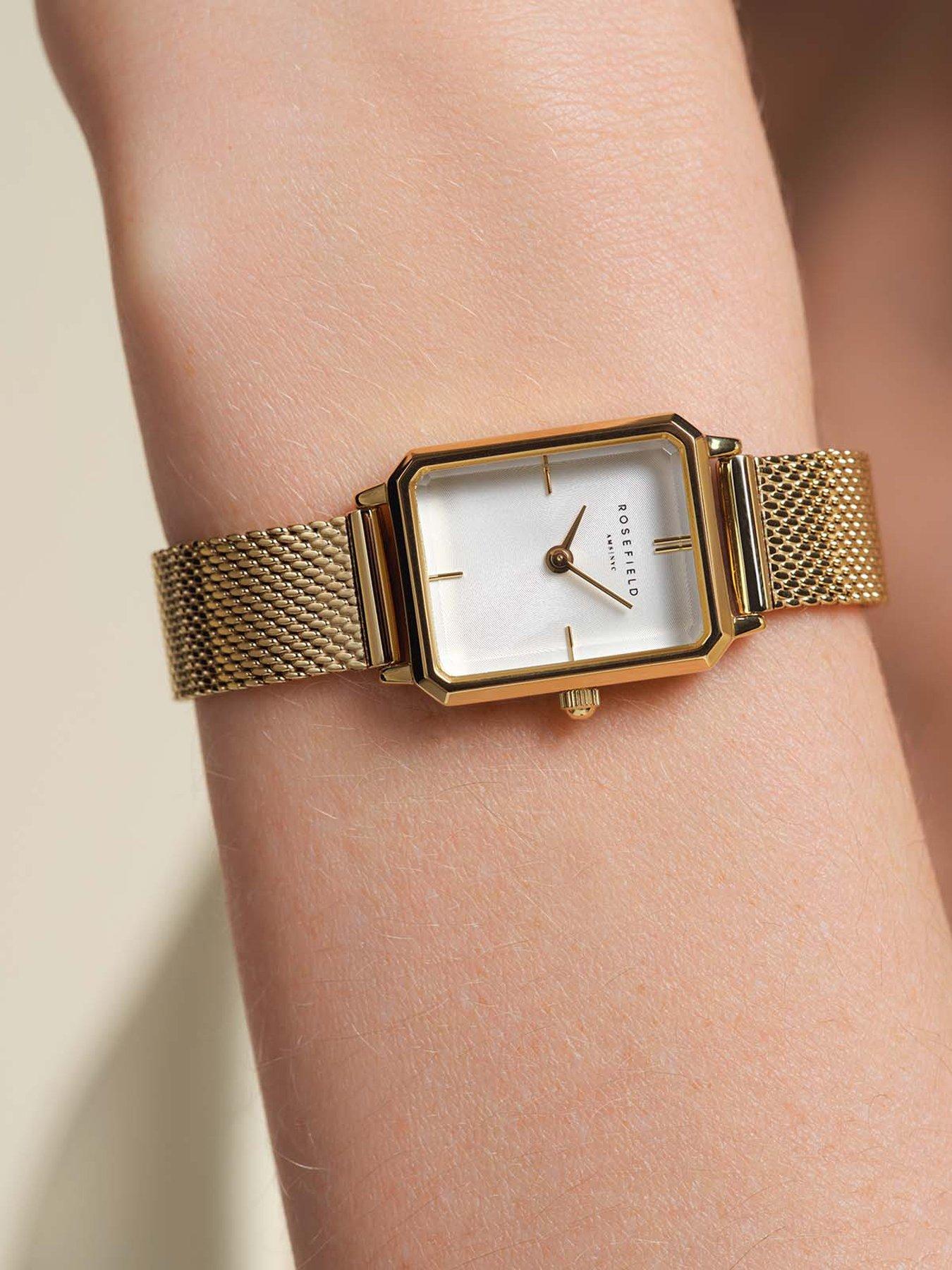 Image 7 of 7 of Rosefield OCTAGON XS White Dial Gold case and Mesh Bracelet
