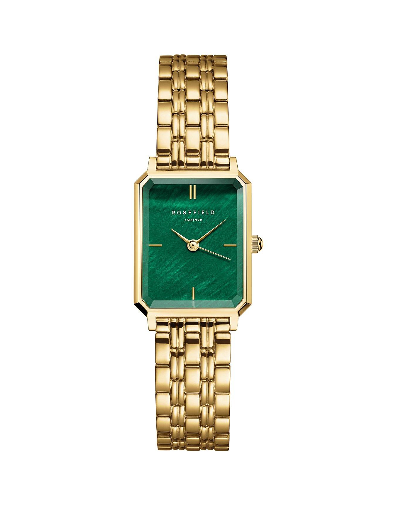 Rosefield OCTAGON XS Green MOP Dial Gold case and Bracelet