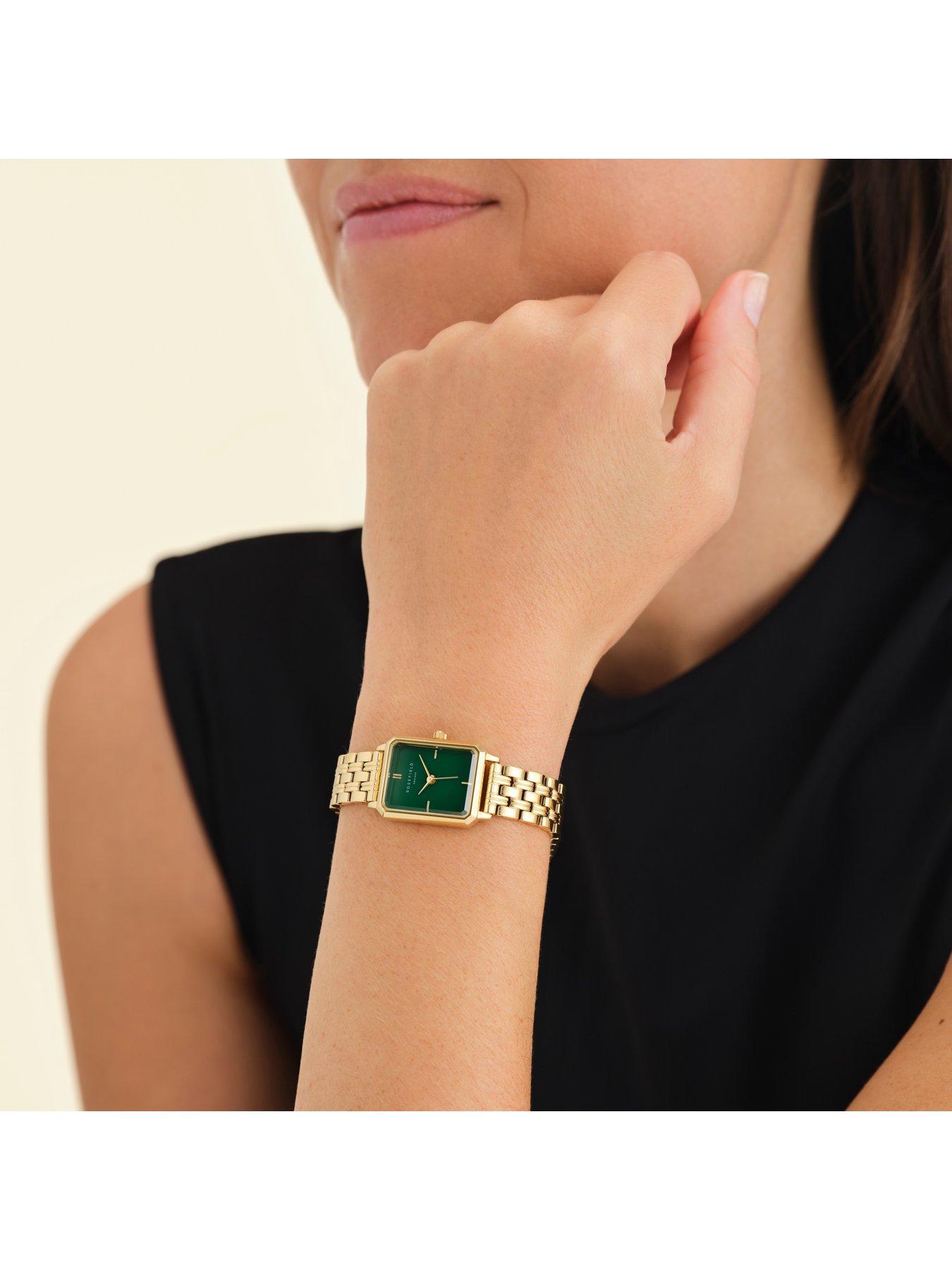 Image 5 of 5 of Rosefield OCTAGON XS Green MOP Dial Gold case and Bracelet