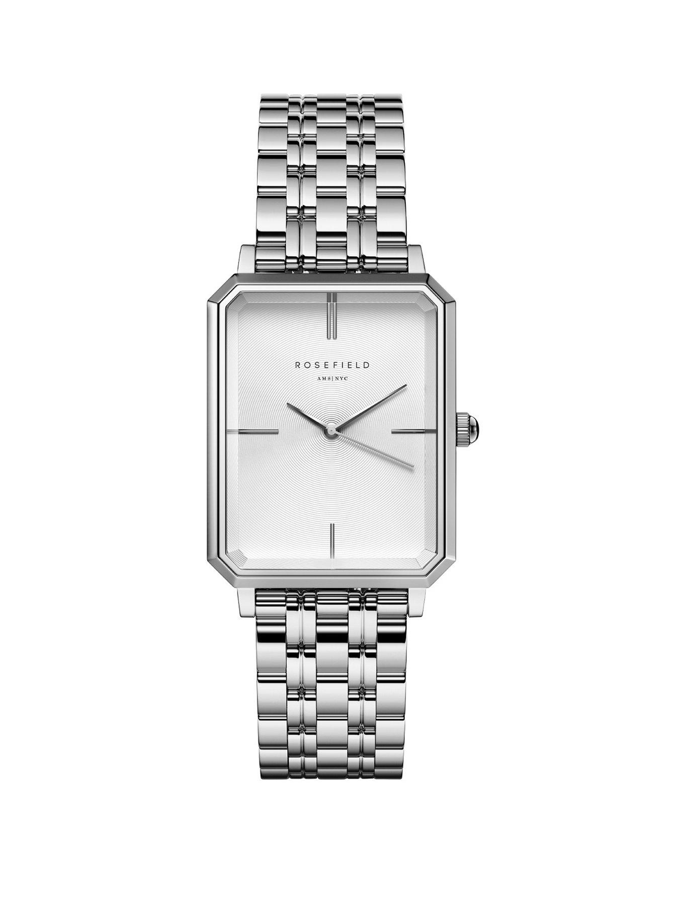 Rosefield Octagon White Dial Steel Case And Bracelet