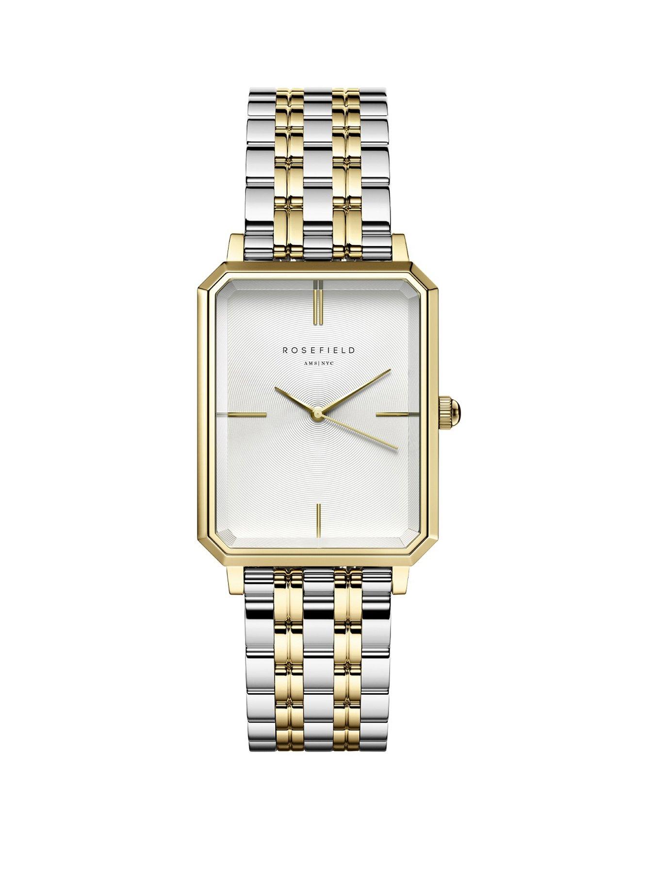 Rosefield Octagon Two Tone White Dial Steel Case And Bracelet