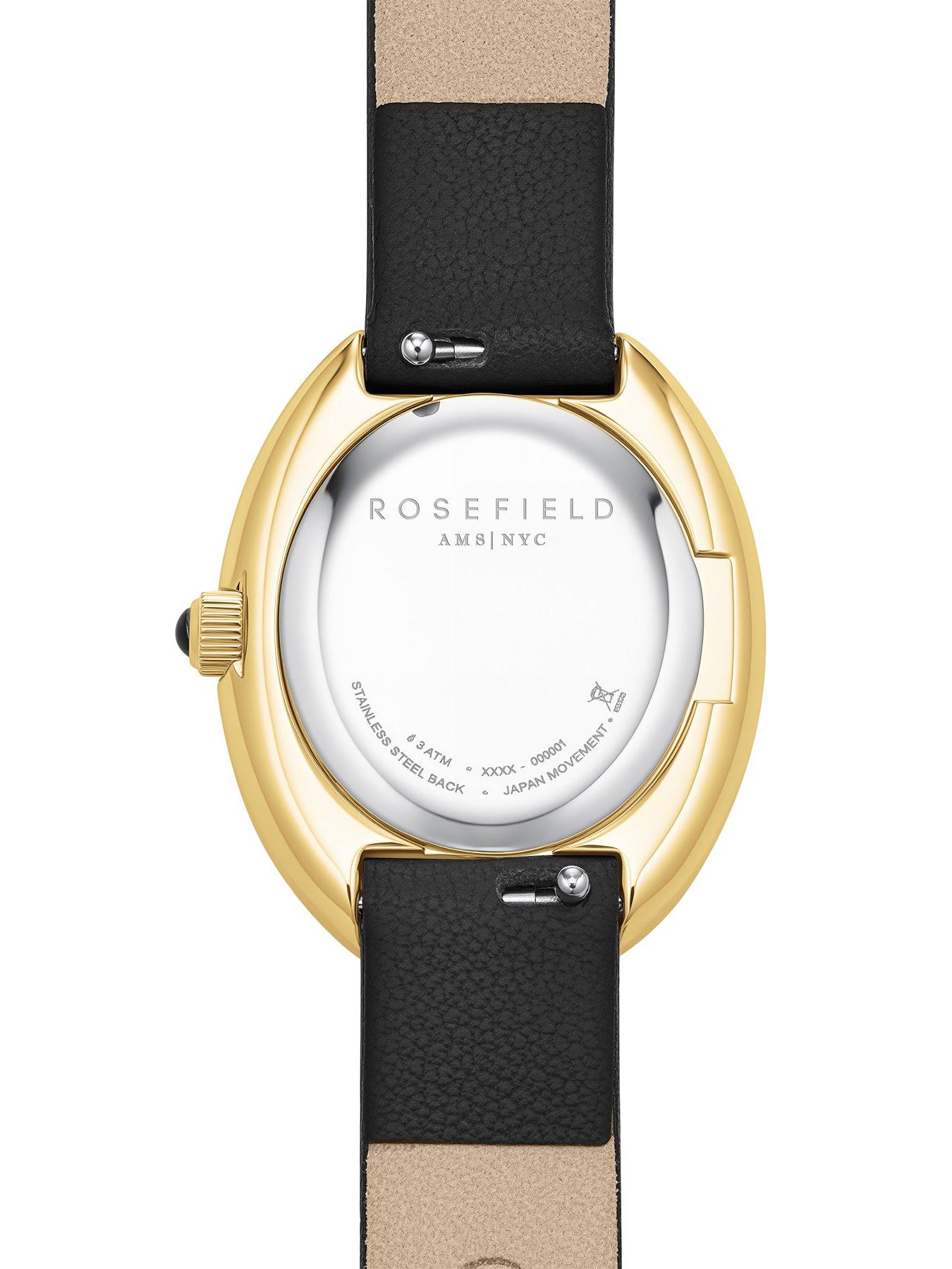 Image 3 of 6 of Rosefield OVALE Gold Case Black Dial Black Leather Strap